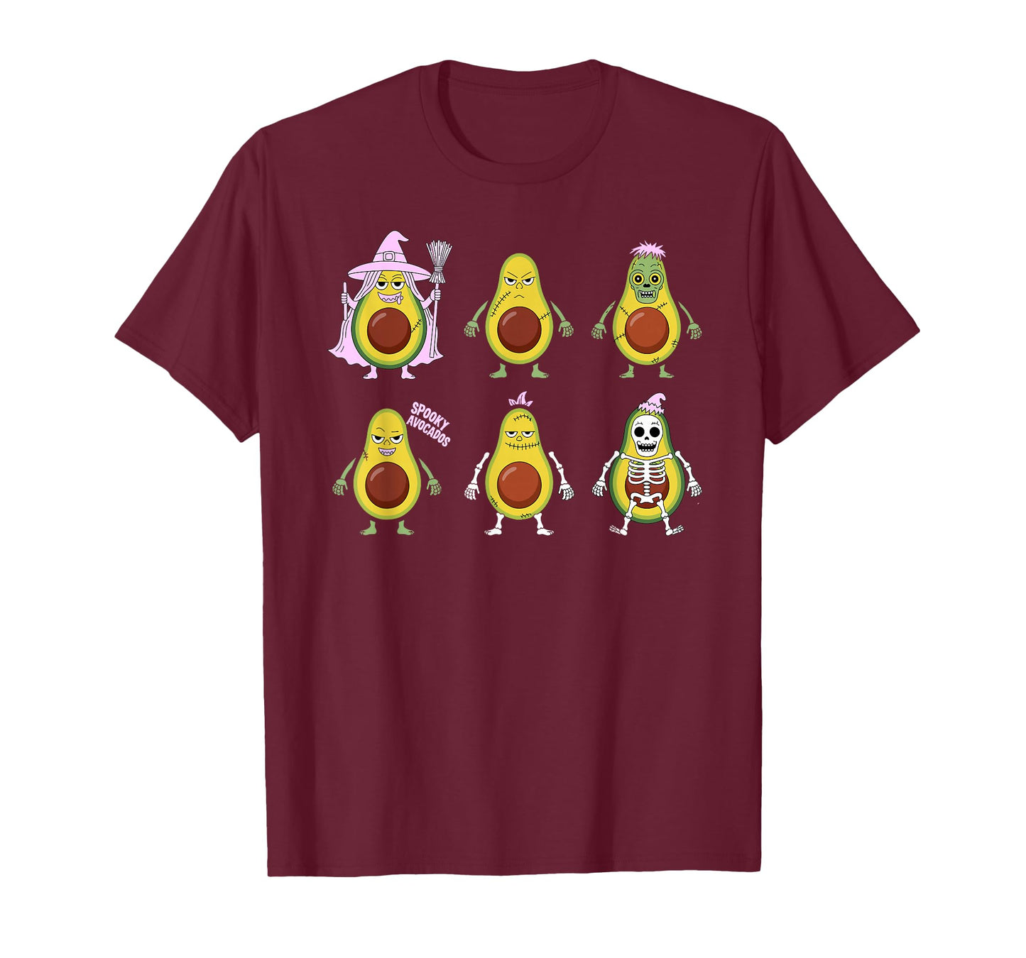 Spooky Avocados Funny Halloween Monster Mashup T-Shirt