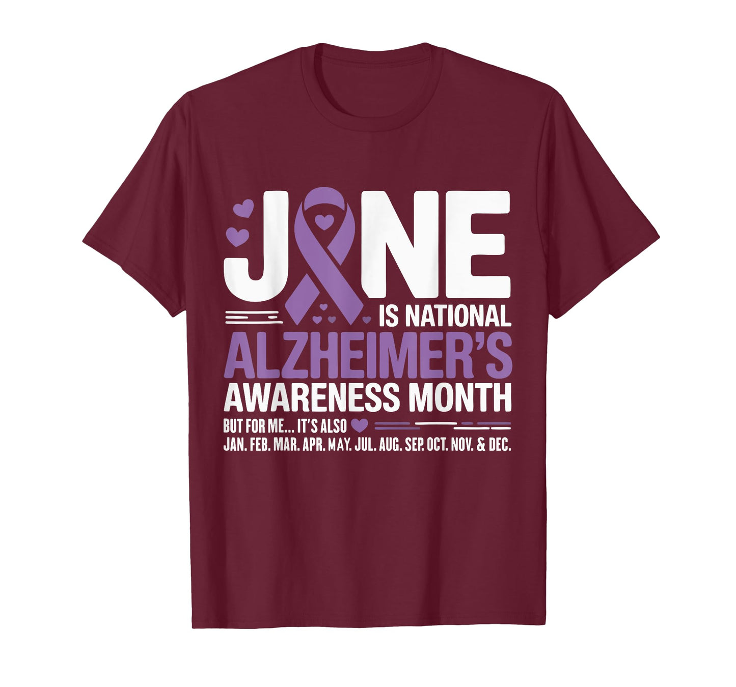 In June We Wear Purple Alzheimer's Awareness Purple Ribbon T-Shirt