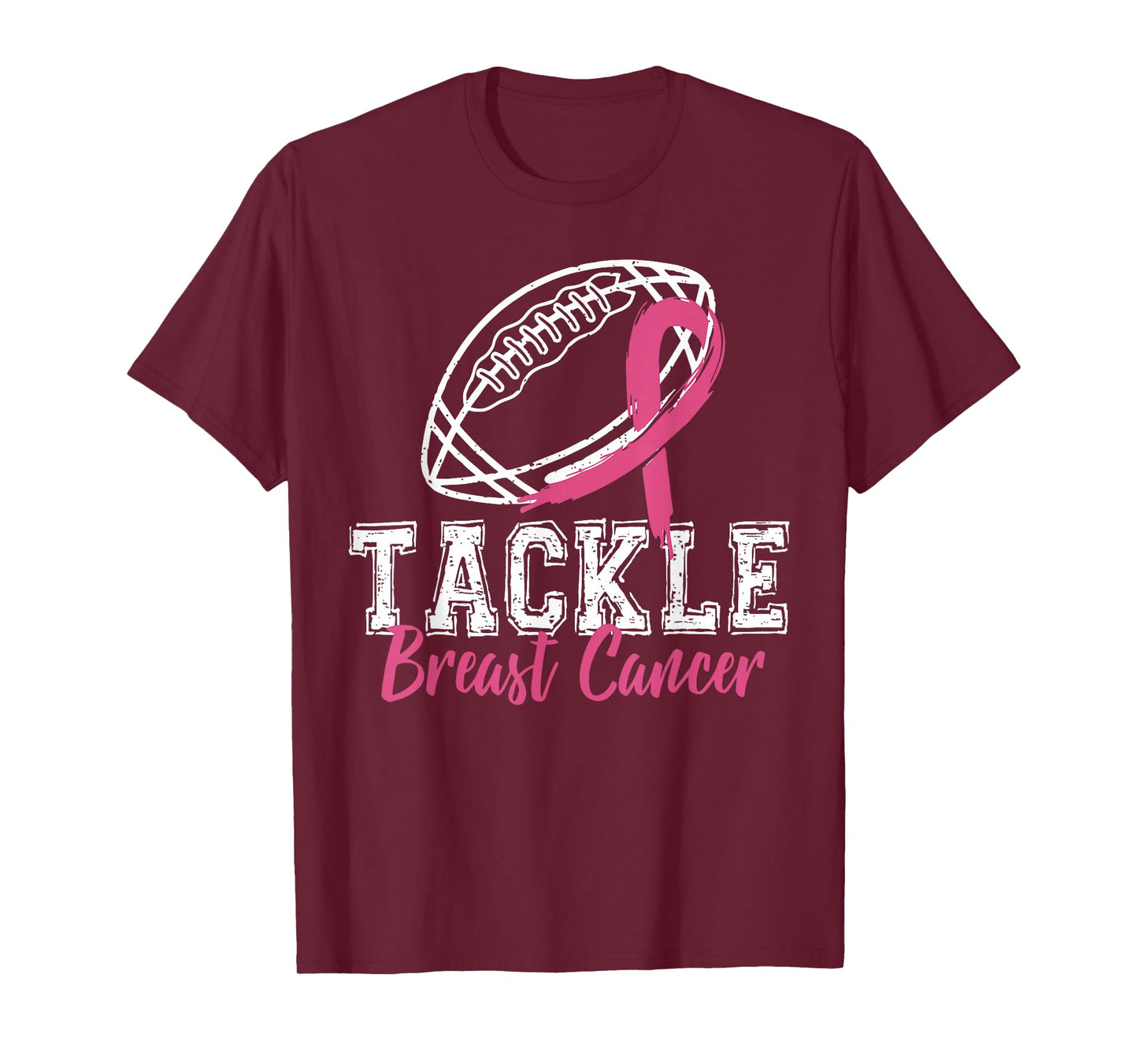 Tackle Breast Cancer Awareness American Football Pink Ribbon T-Shirt