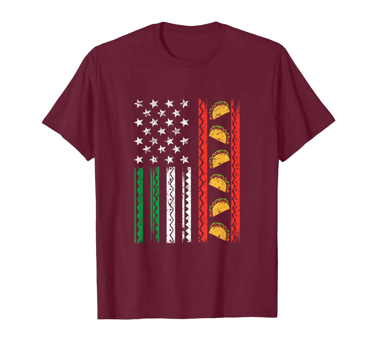Cinco De Mayo Funny Tacos Grunge American Flag T-Shirt