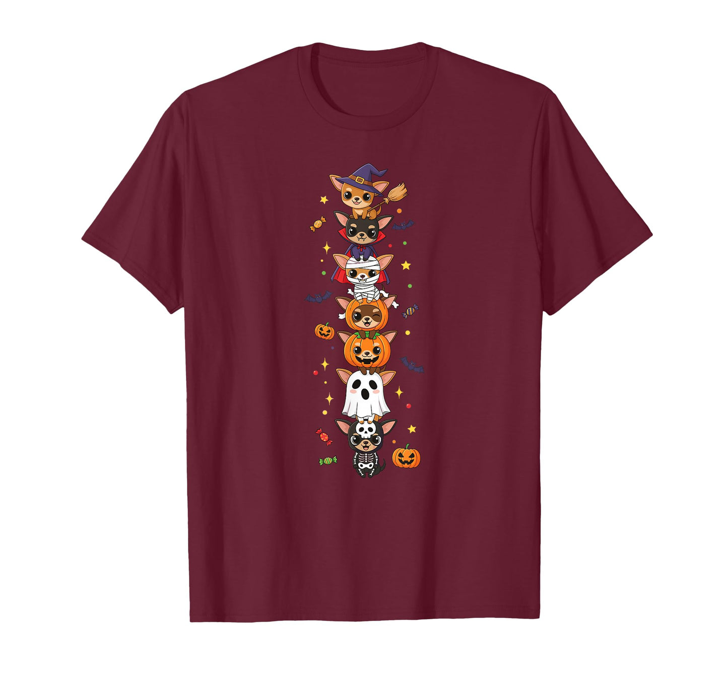 Chihuahua Witch Vampire Ghost Halloween Kids Mens Womens T-Shirt