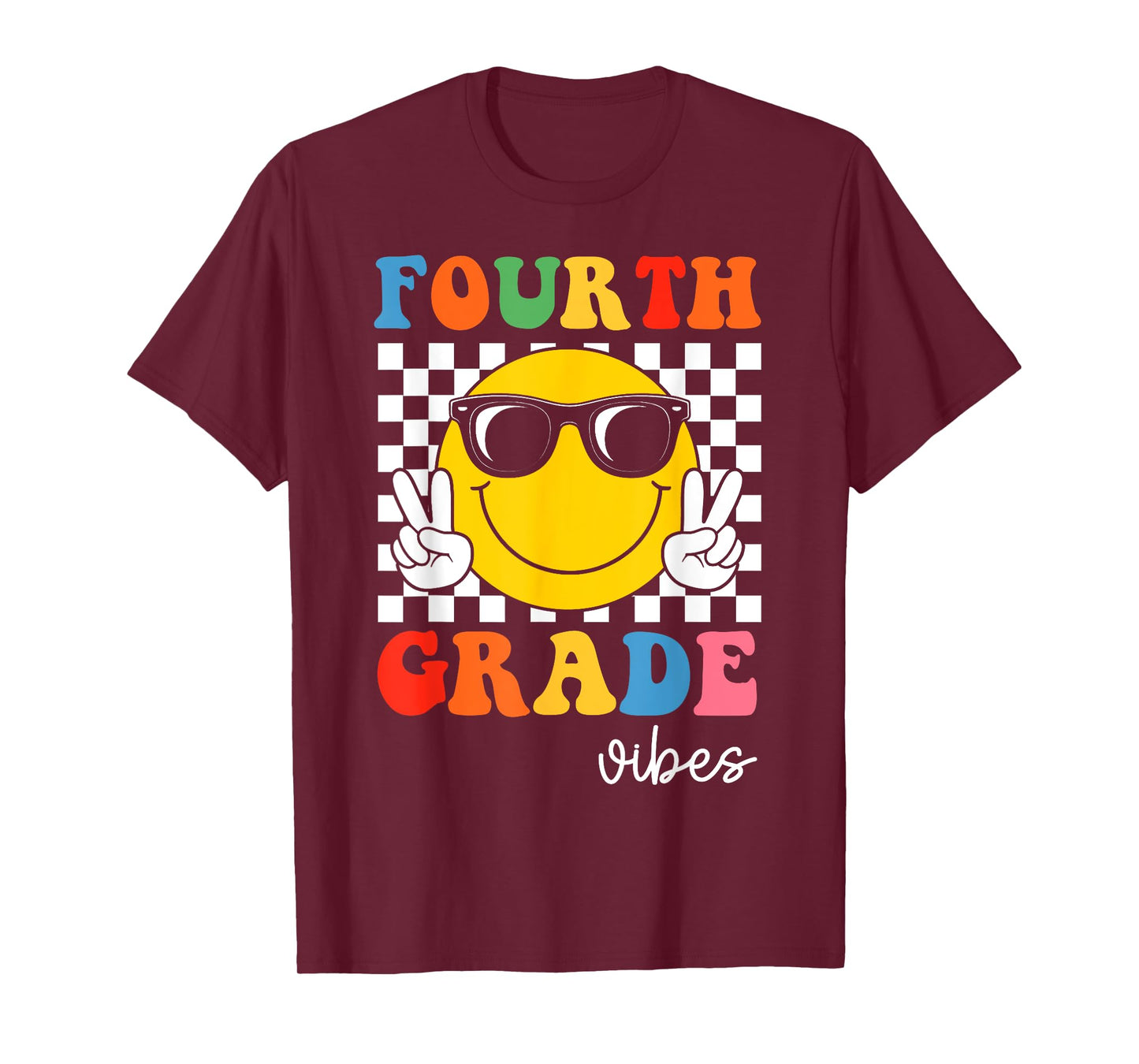 Fourth Grade Vibes Retro Smile Teacher Kids Team 4th Grade T-Shirt