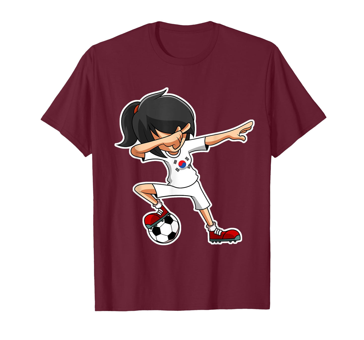Dabbing Soccer Girl South Korea Shirt, Korean Flag Jersey T-Shirt