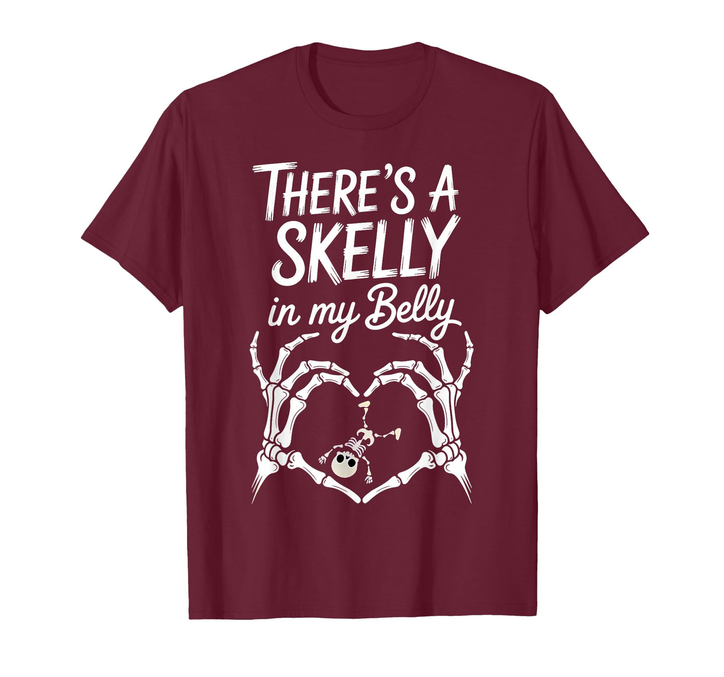 Skeleton There's Skelly in My Belly Halloween T-Shirt
