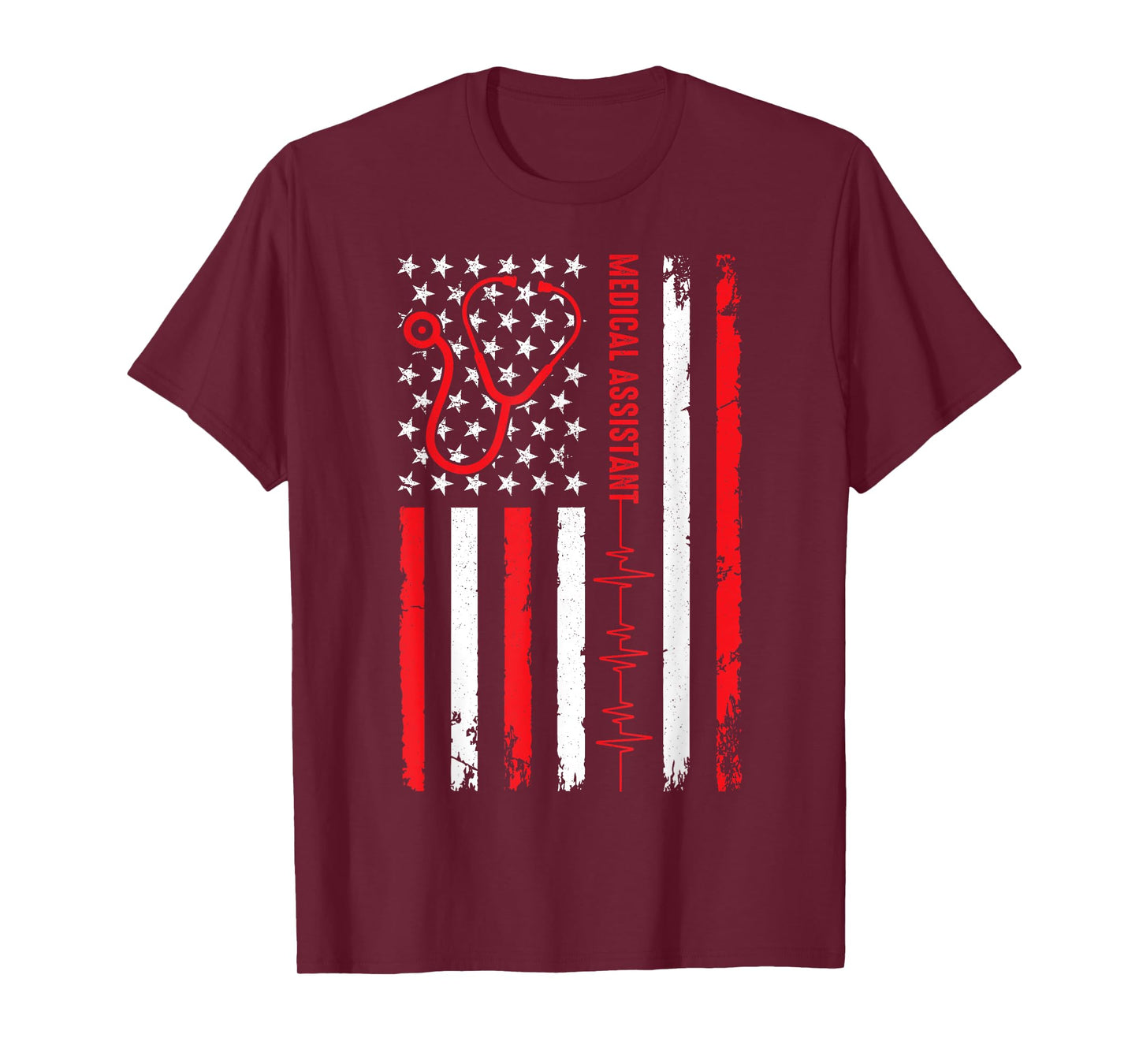 Patriotic Medical Assistant American Flag Nurse Heart T-Shirt