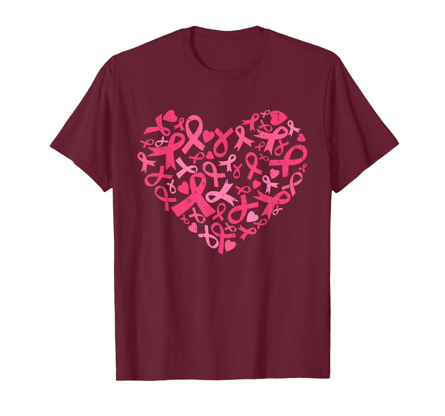 Breast Cancer Awareness Heart Pink Ribbon Women Girl Kid T-Shirt