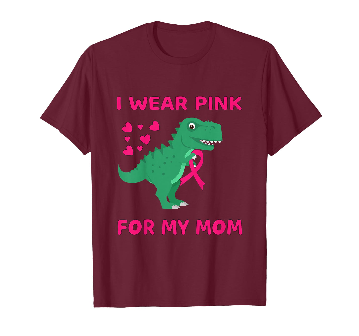 Kids I wear Pink for my Mom Breast Cancer Trex Dino Kids Toddler T-Shirt