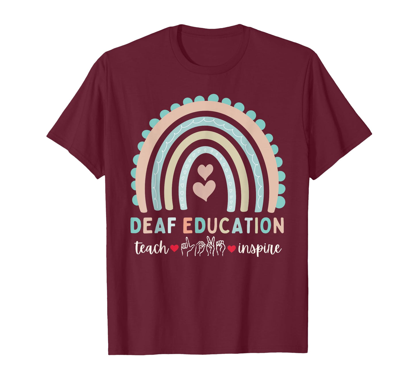 D/HH Teacher Deaf Hard of Hearing ASL Sped IEP Cute Rainbow Men Women Kids T-Shirt