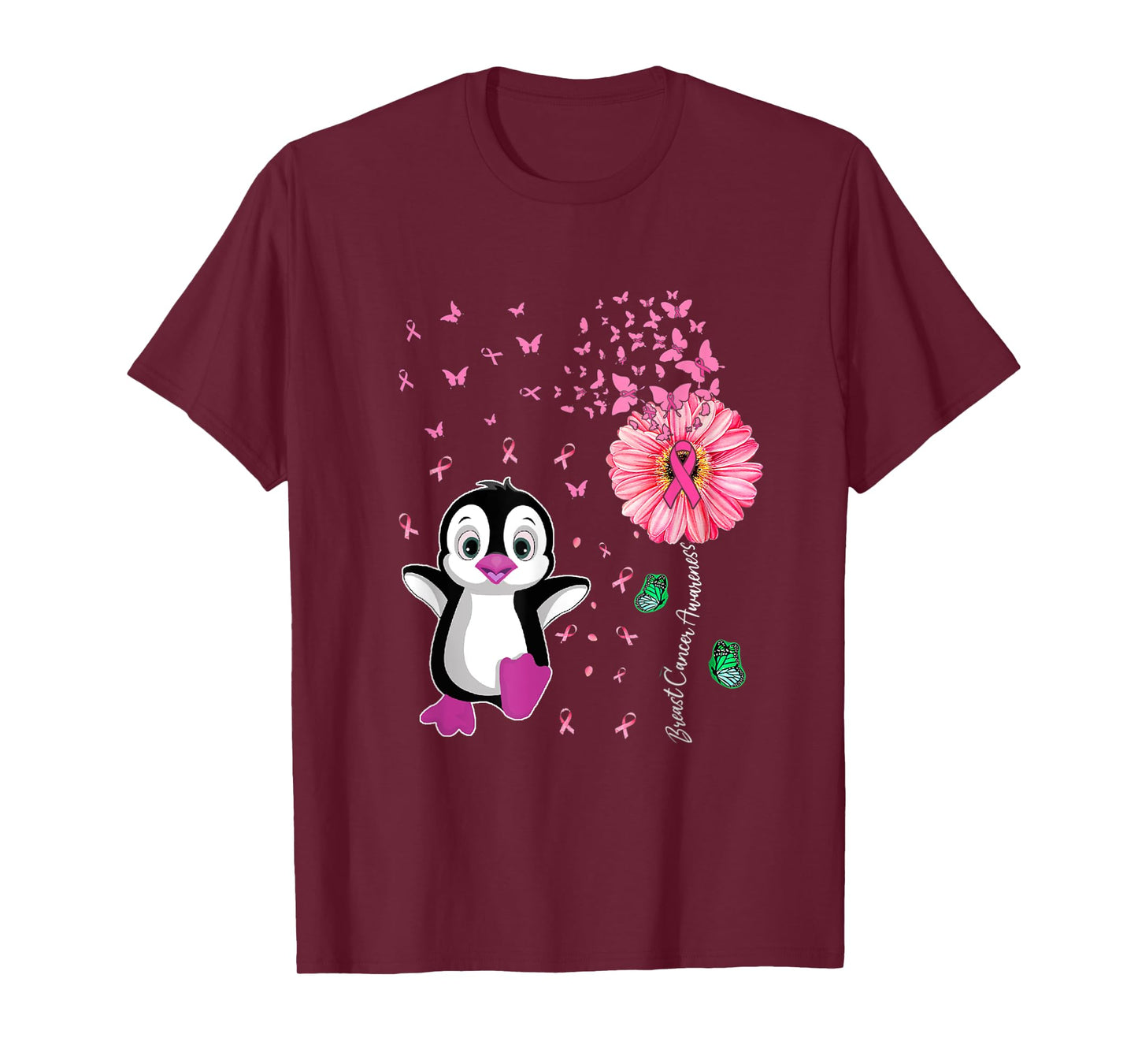 Penguin Pink Breast Cancer Awareness T-shirt T-Shirt