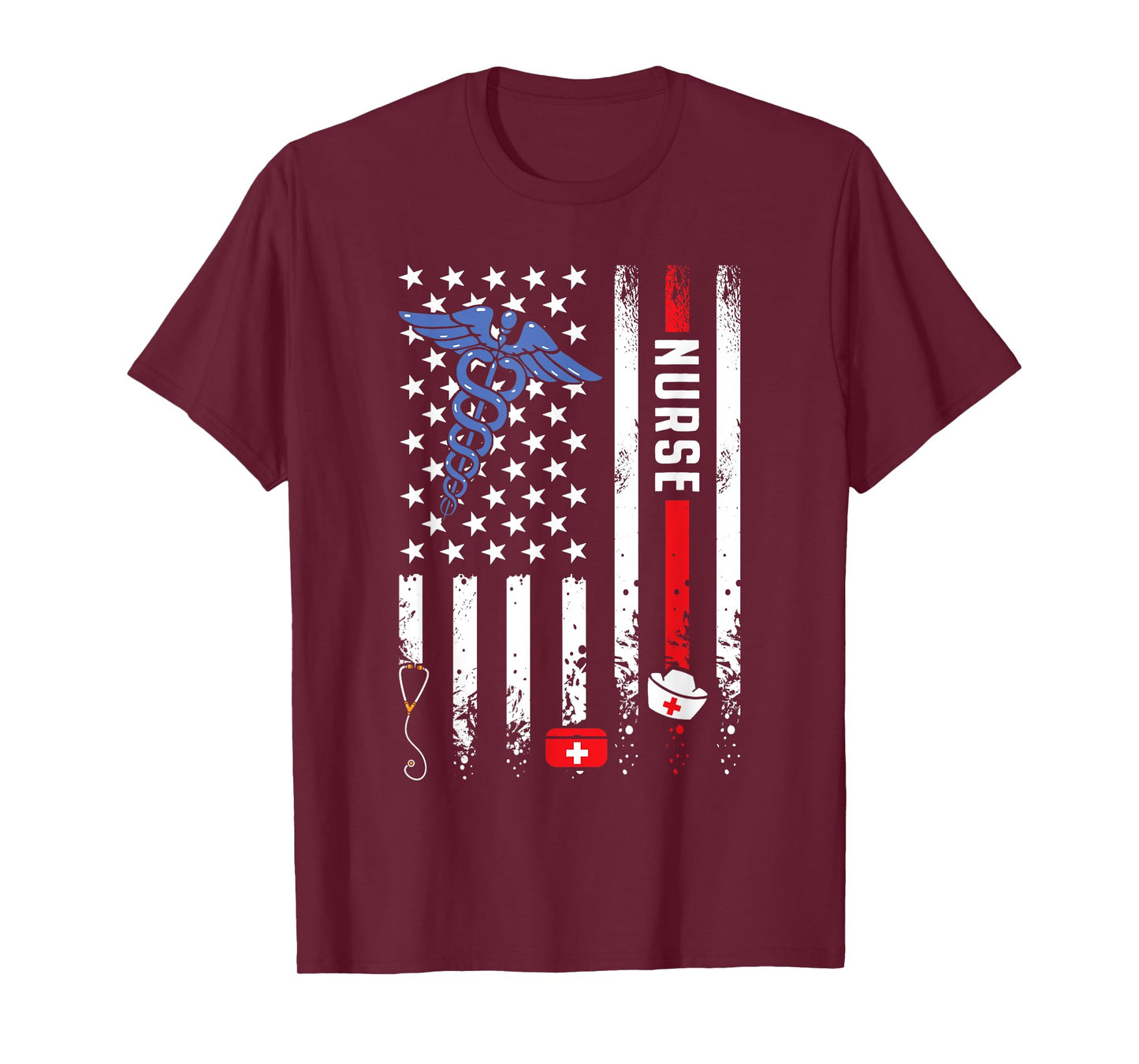 USA American Flag Vintage Nurse Nursing 4th of July Women T-Shirt