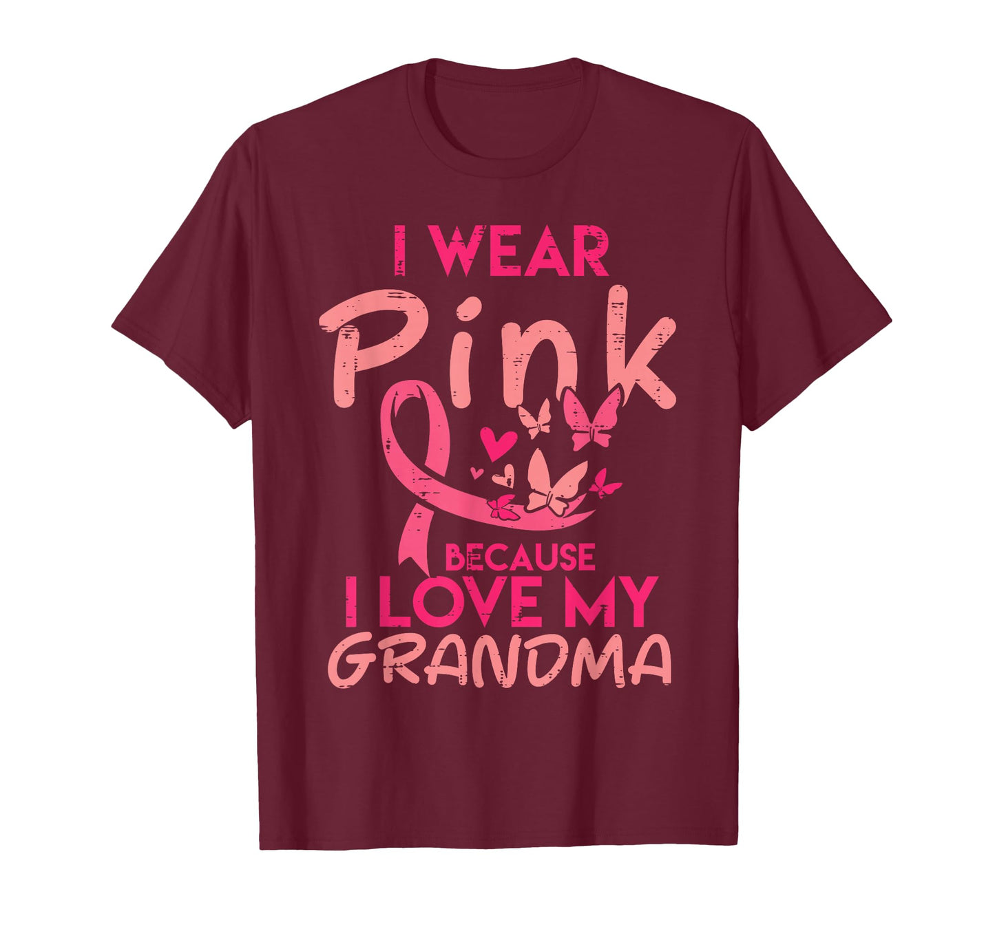 I Wear Pink Love My Grandma Breast Cancer Awareness Boy Girl T-Shirt