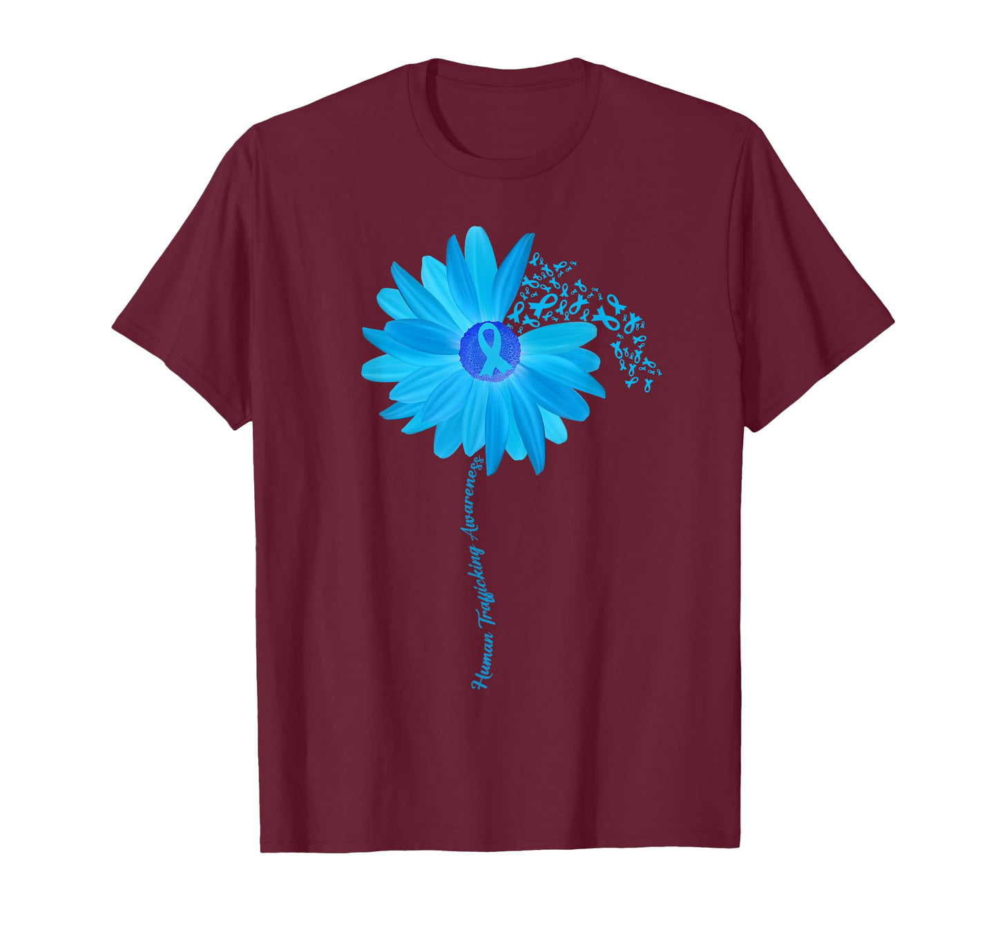 Sunflower Human Trafficking Awareness blue Ribbon T-Shirt