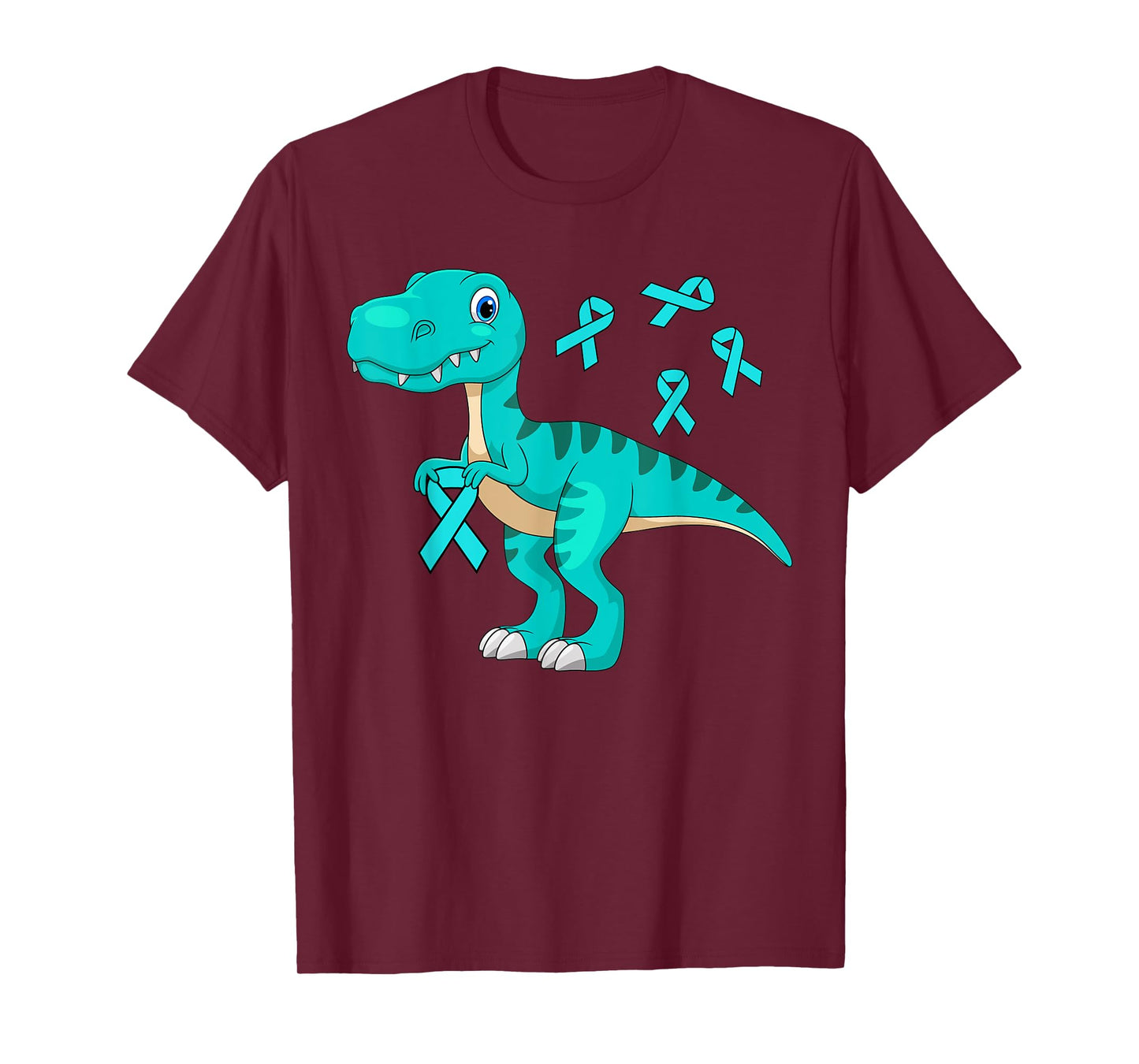 Ovarian Cancer Awareness Shirt Teal Ribbon Women Men Kids T-Shirt