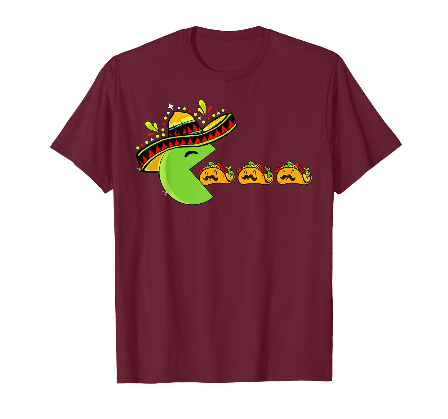 Sombrero Eating Funny Tacos with Mustaches Cinco de Mayo T-Shirt