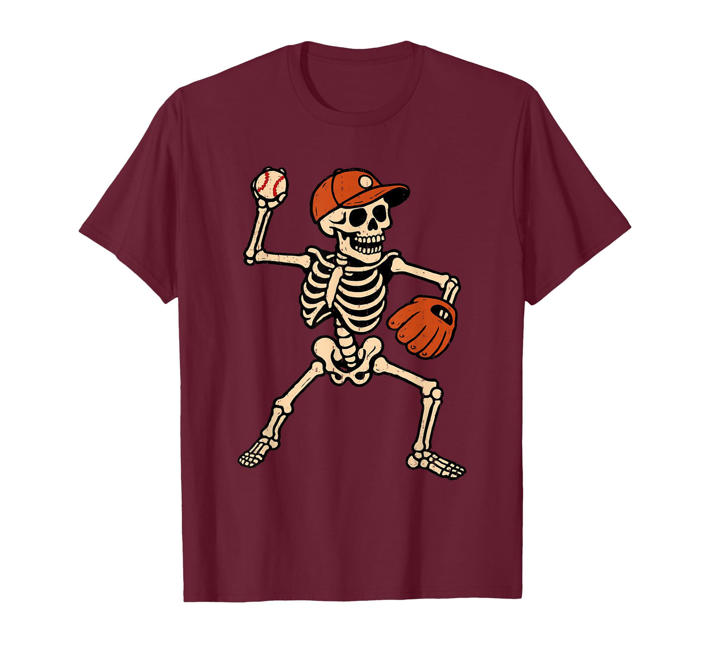 Skeleton Baseball Halloween Costume Pitcher Sport Player T-Shirt