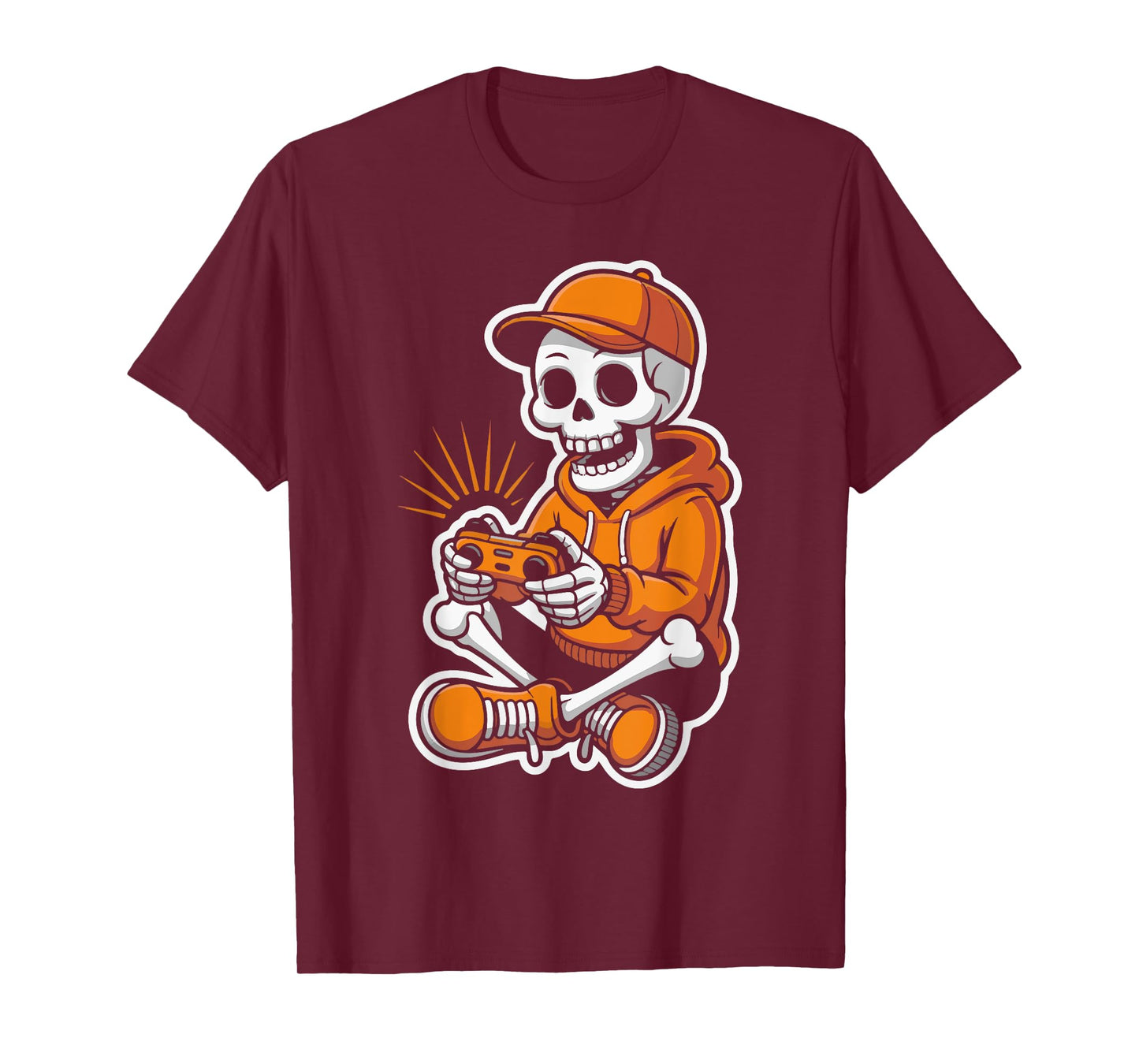 Bruh Skeleton Gamer Halloween Funny Boys Kids Gaming Outfit T-Shirt