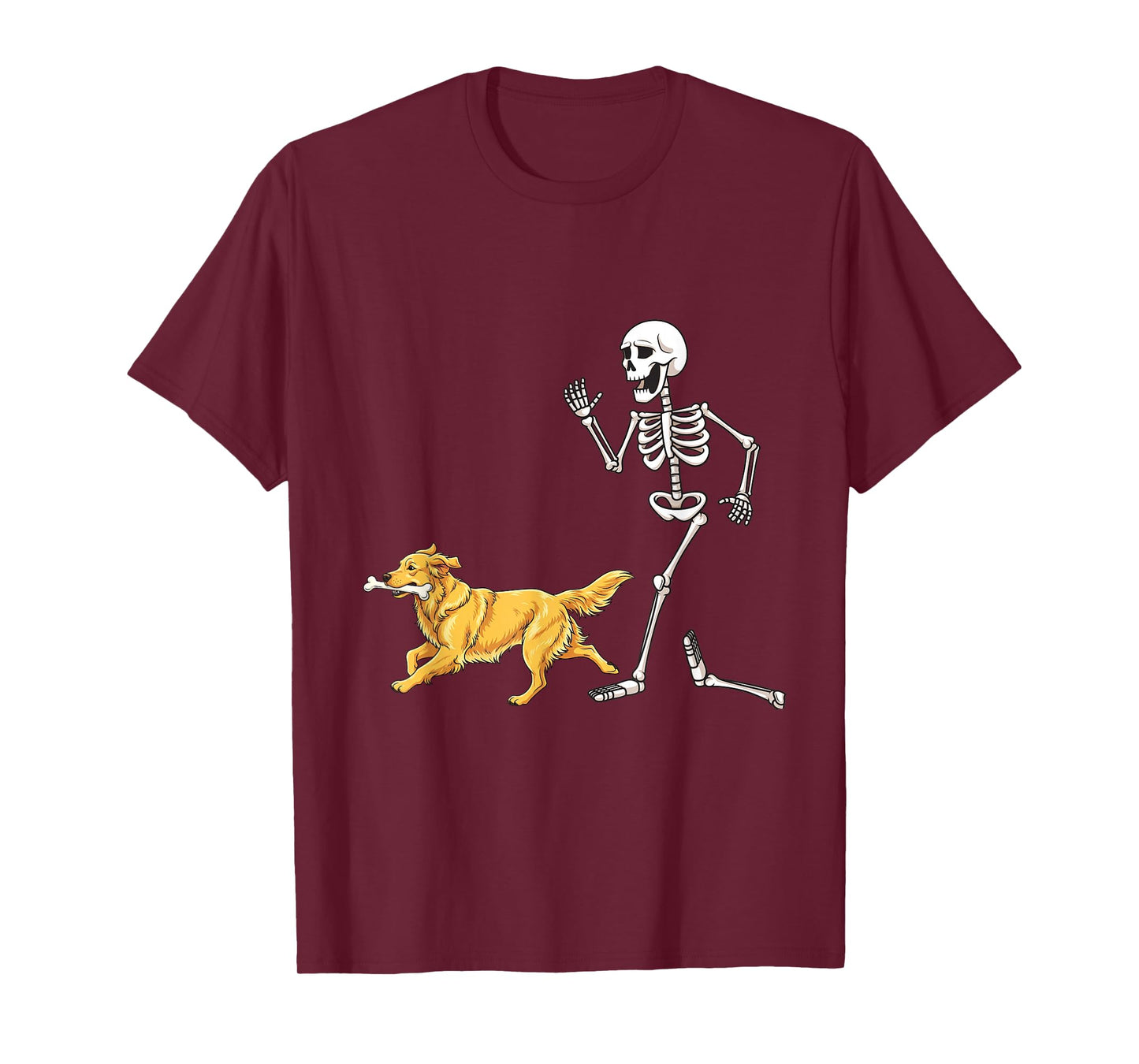 Funny Halloween Golden Retriever and Skeleton T-Shirt