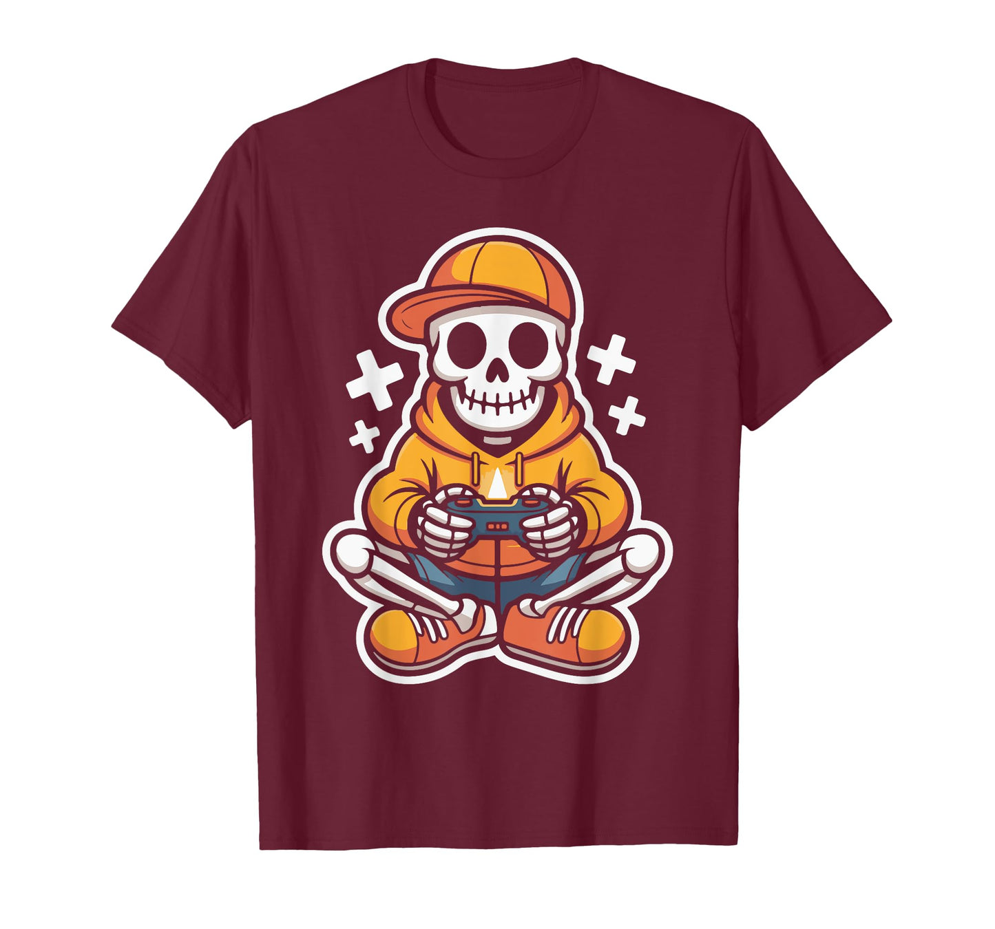 Spooky Skeleton Gamer Funny Halloween Boys Kids Video Game T-Shirt