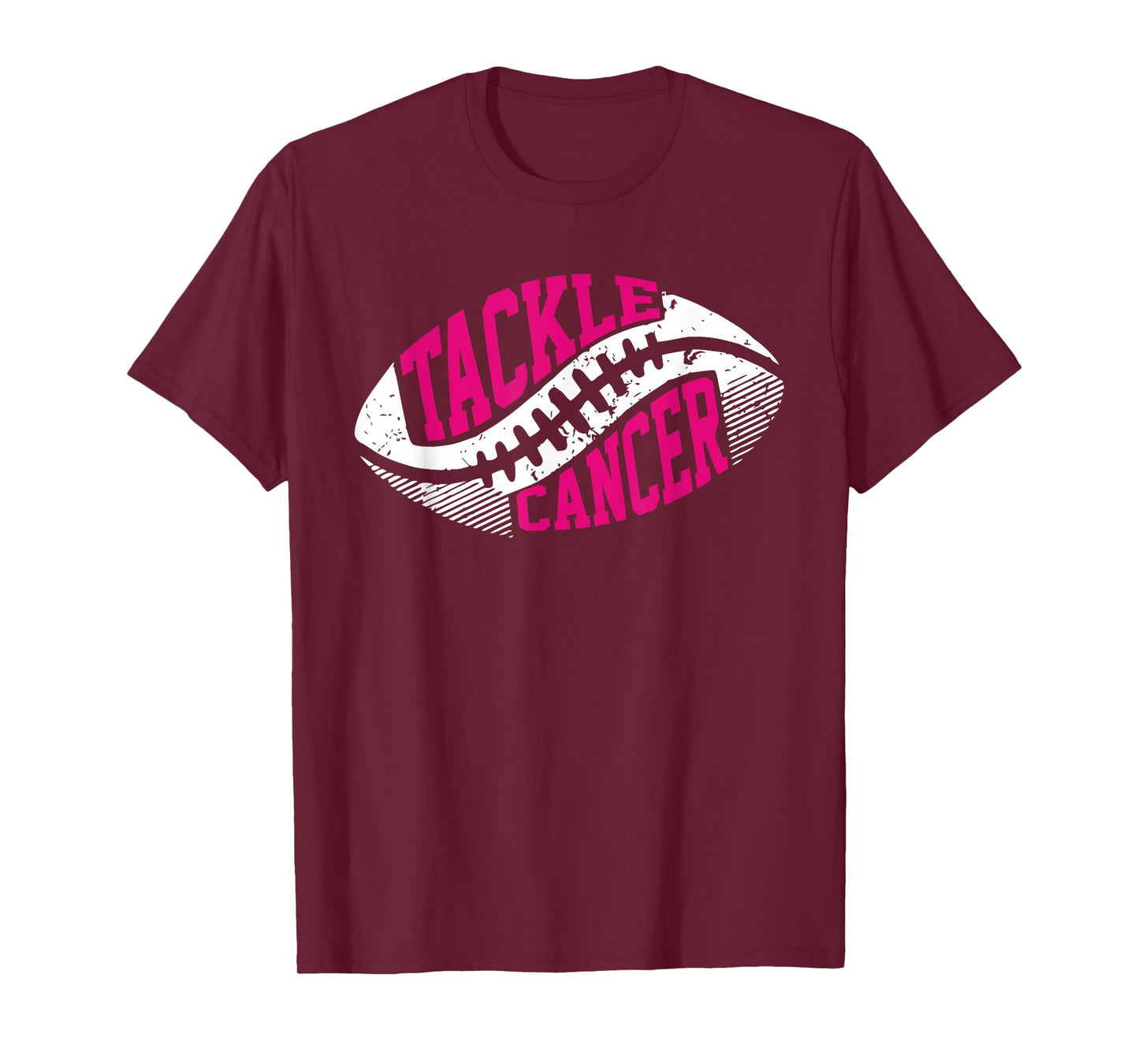 Tackle Football Ball Pink Ribbon Breast Cancer Awareness T-Shirt