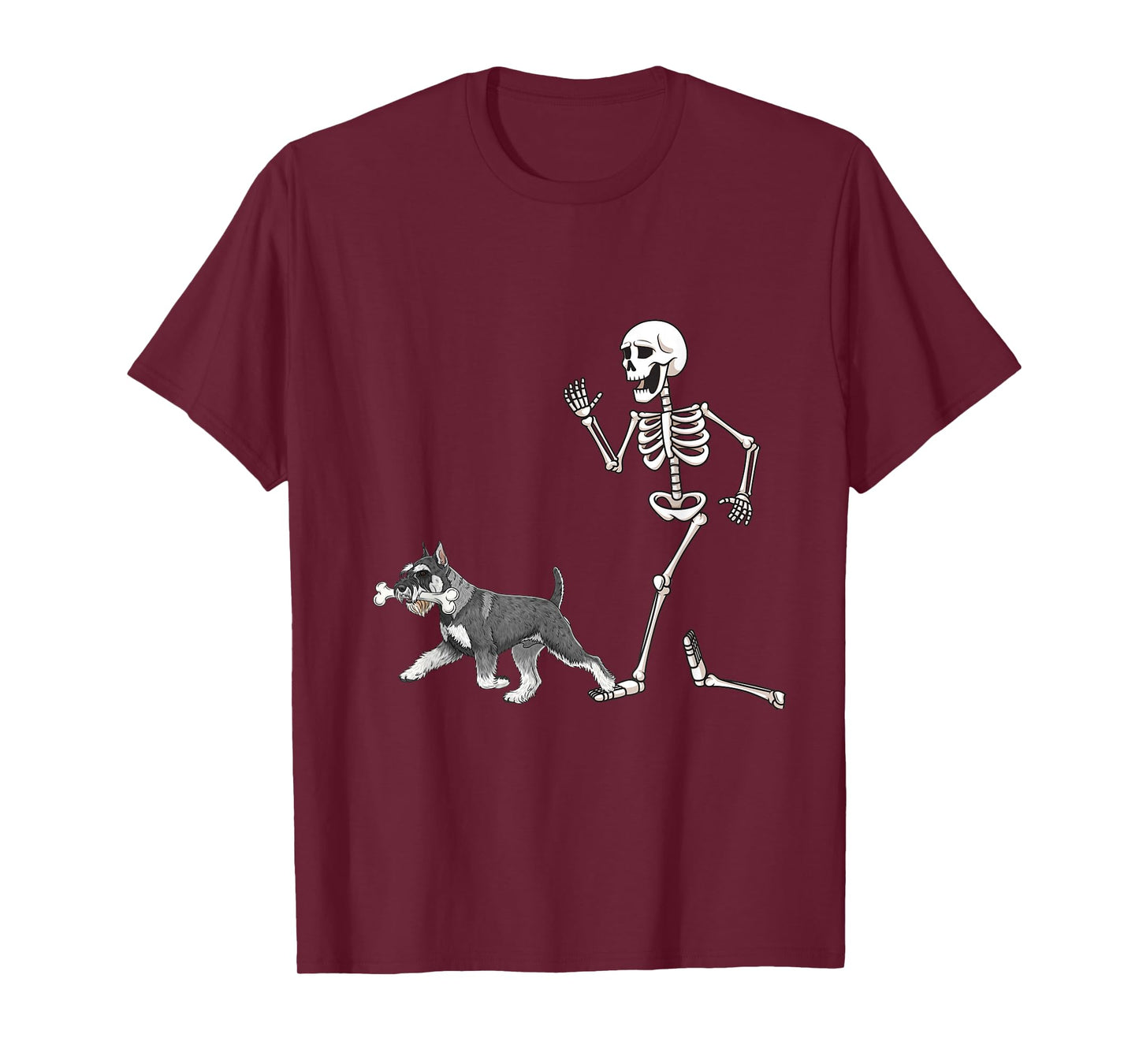 Funny Halloween Standard Schnauzer and Skeleton T-Shirt