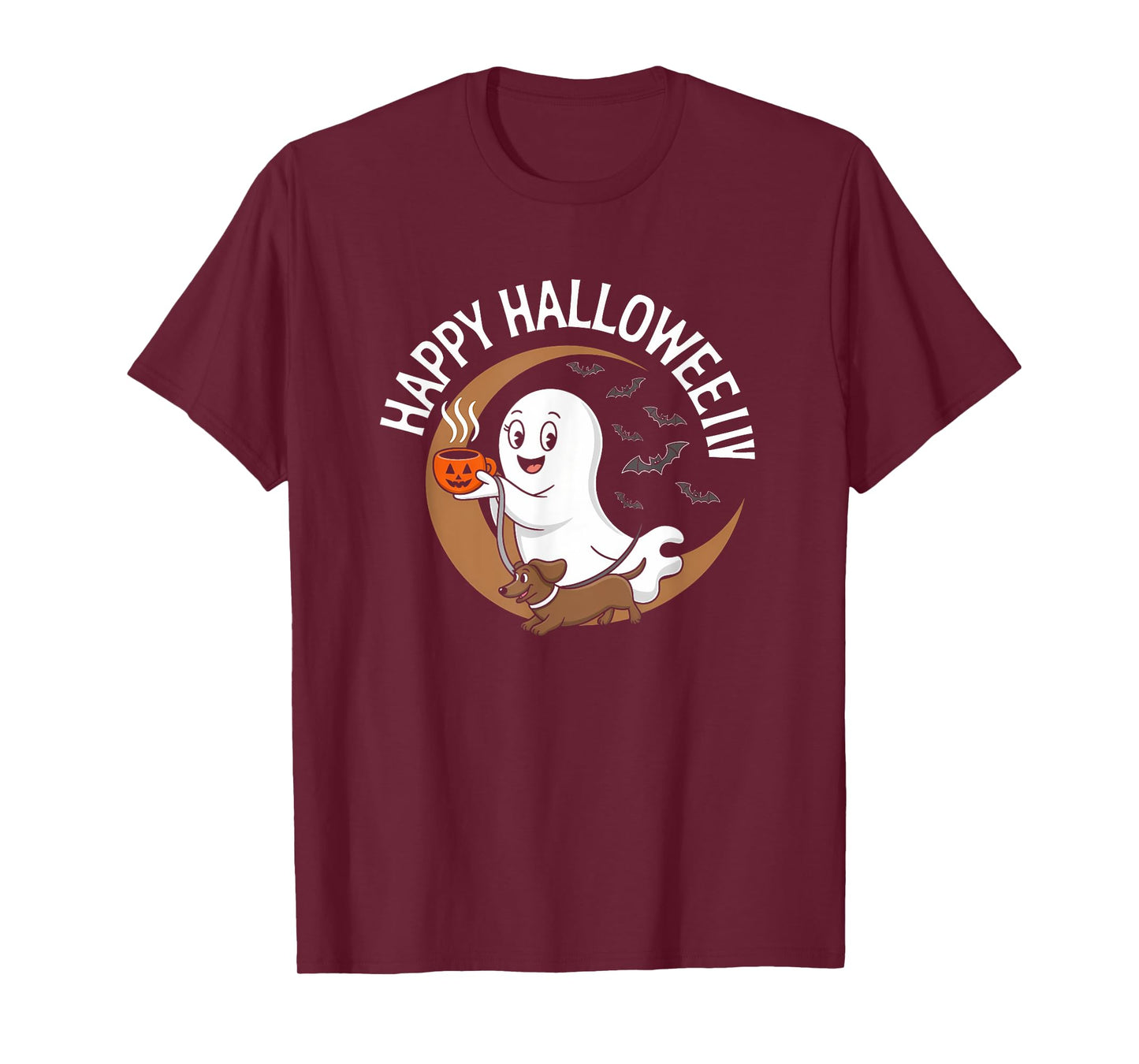 Retro Halloween Ghost Dachshund Spooky Season Weenie Dog T-Shirt