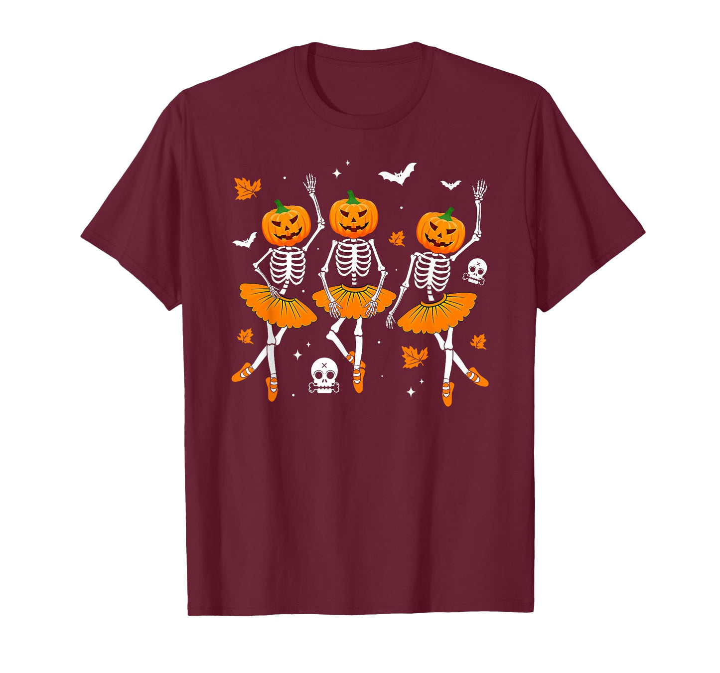 Ballet Dancing Skeleton Pumpkin Funny Dancer Halloween T-Shirt