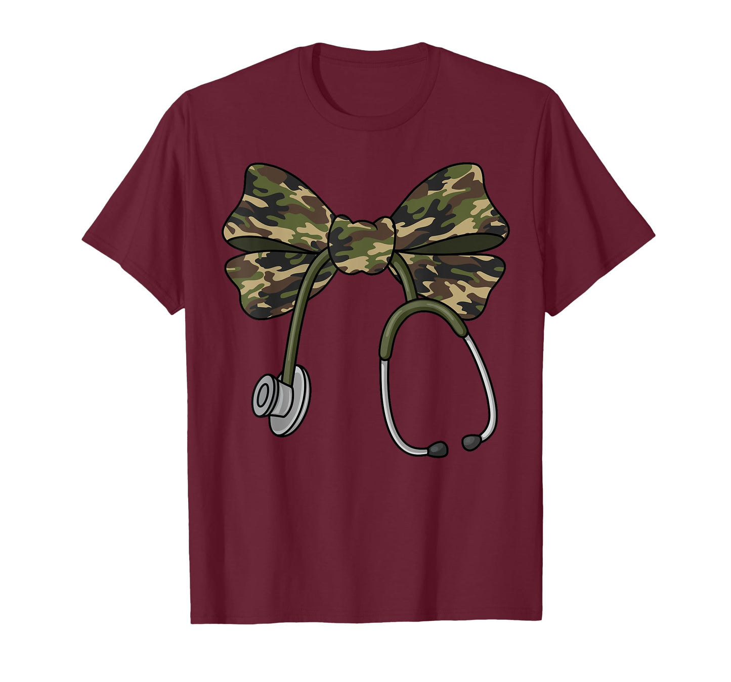 Camo Coquette Nurse Stethoscope Bow Camouflage Nurse T-Shirt