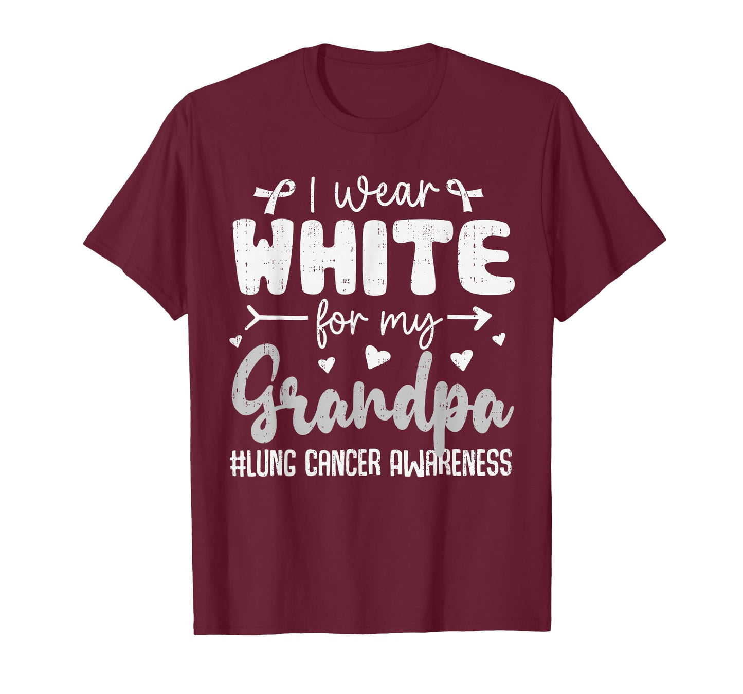I Wear White for Grandpa Lung Cancer Awareness White Ribbon T-Shirt