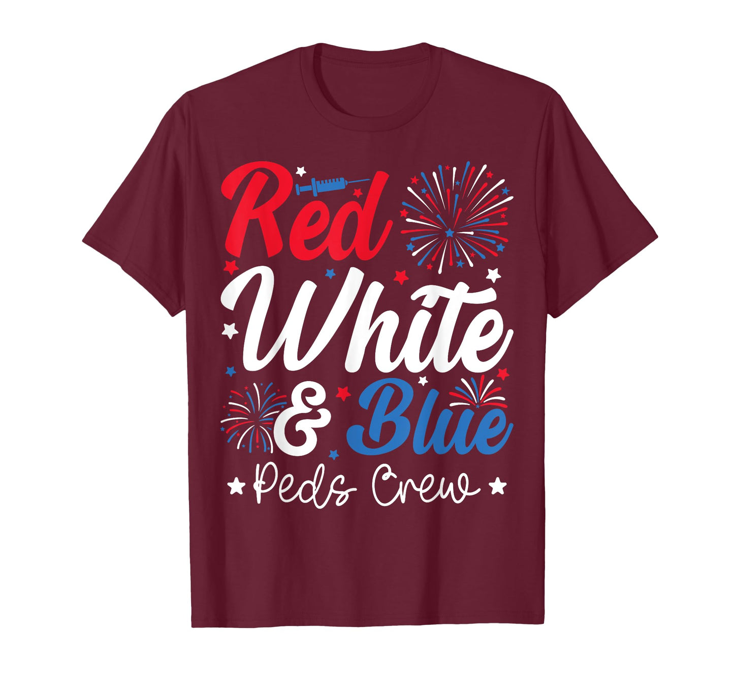 Red White & Blue PEDS Crew Pediatric Nurse 4th of July T-Shirt