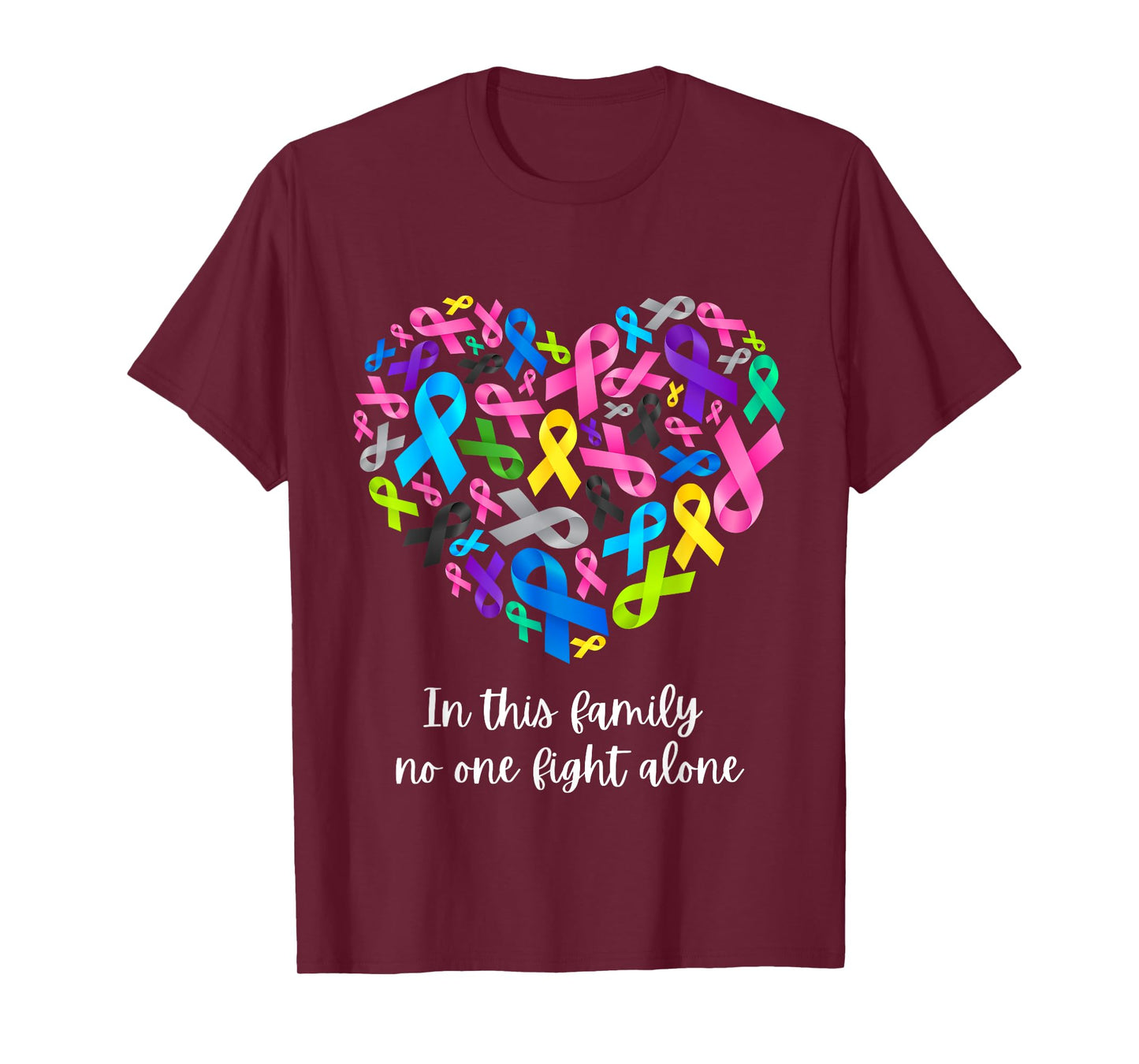In This Family No One Fight Alone Cancer Awareness Ribbon T-Shirt