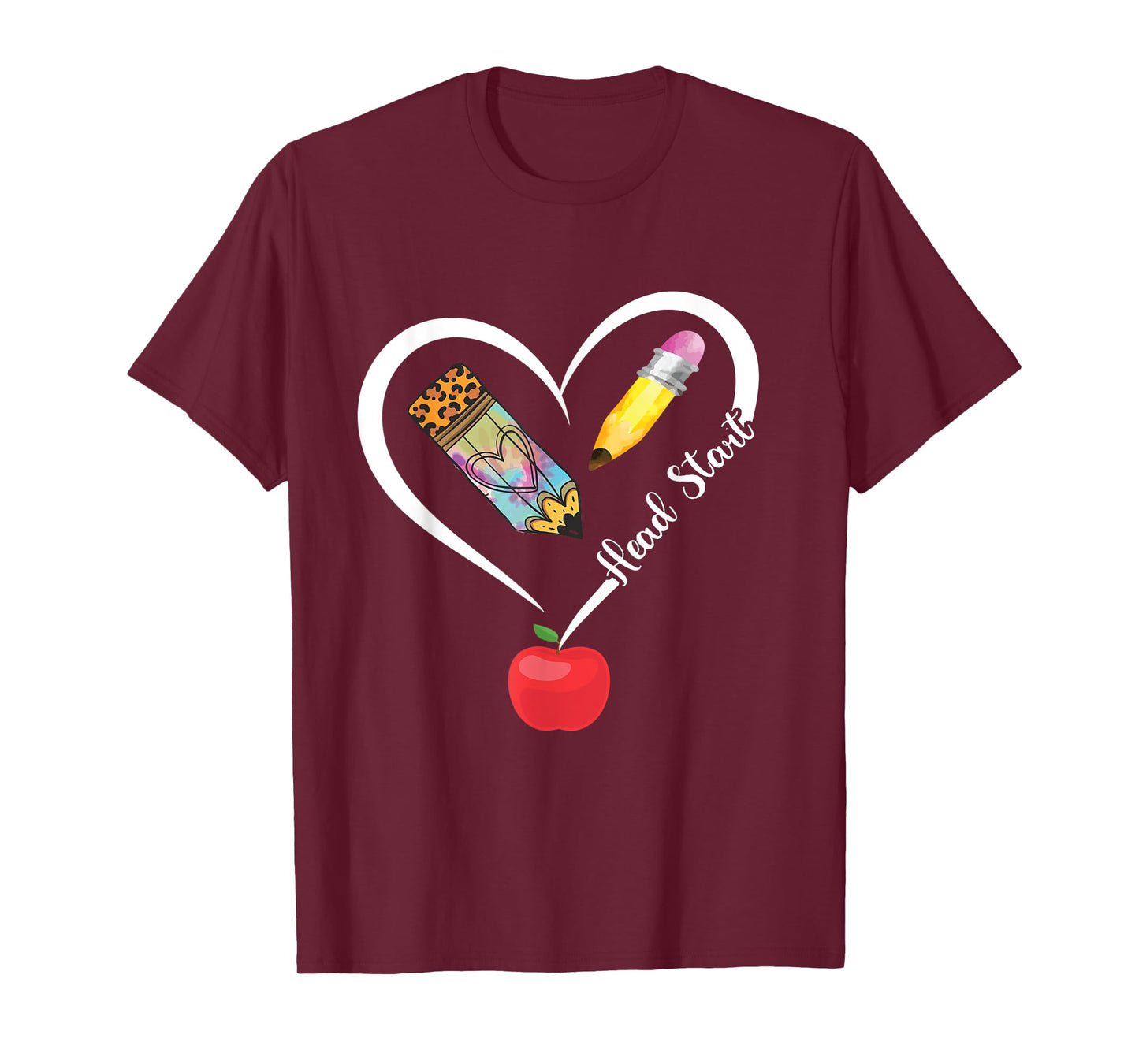 Head Start Teacher Heart Love Apple Headstart Teacher T-Shirt