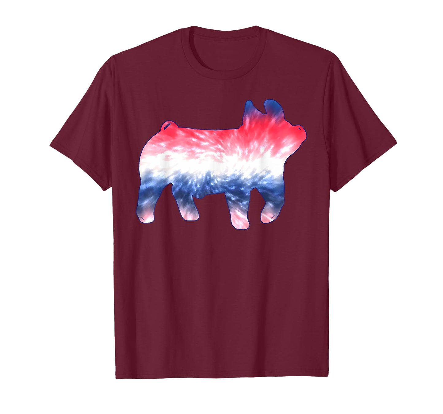 Red White Blue Show Pig Tie Dye 4th of July Pig Farm Animal T-Shirt