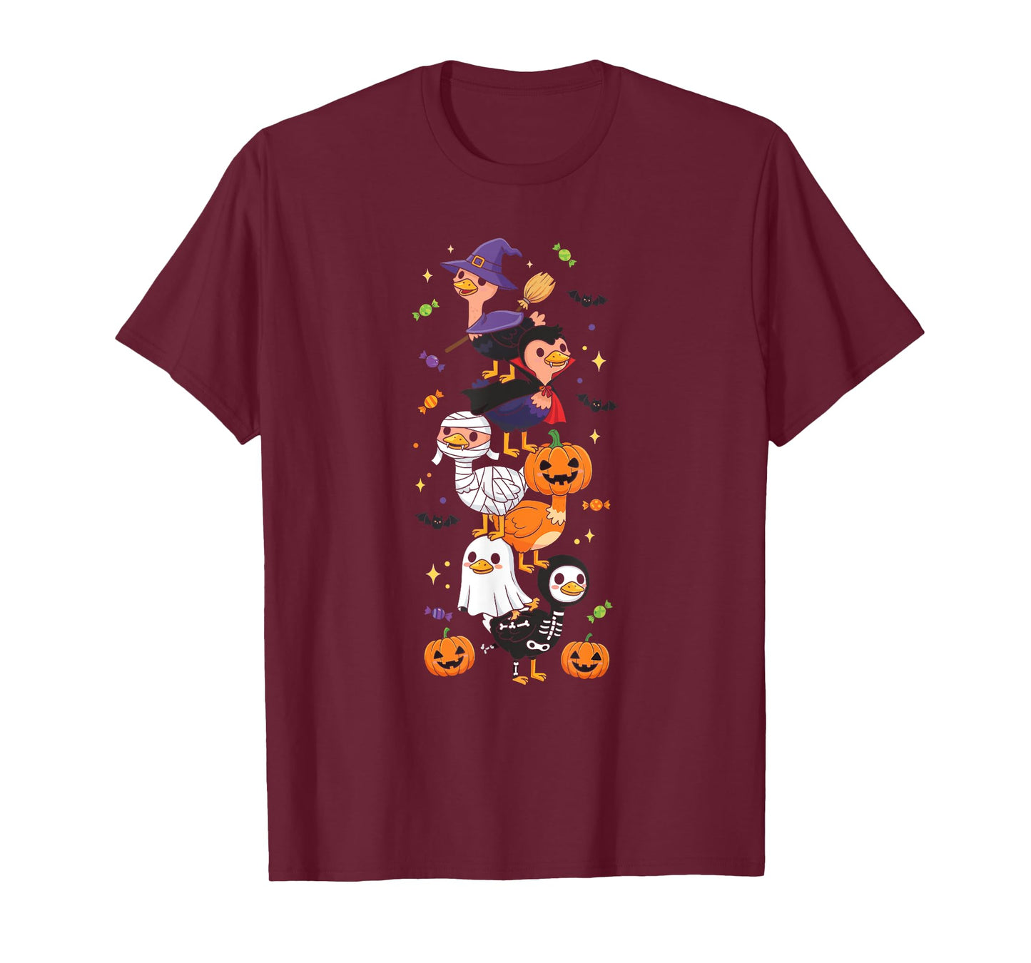 Funny Ostrich Witch Vampire Ghost Halloween Kids Mens Womens T-Shirt