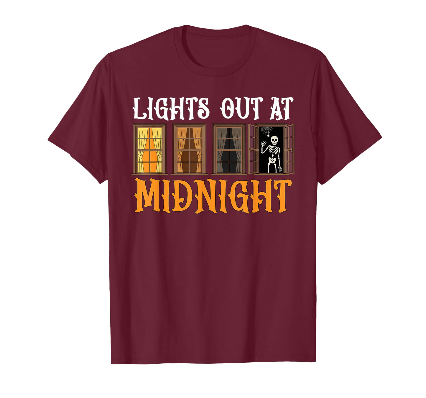 Midnight Lights Skeleton Halloween Creepy Night T-Shirt