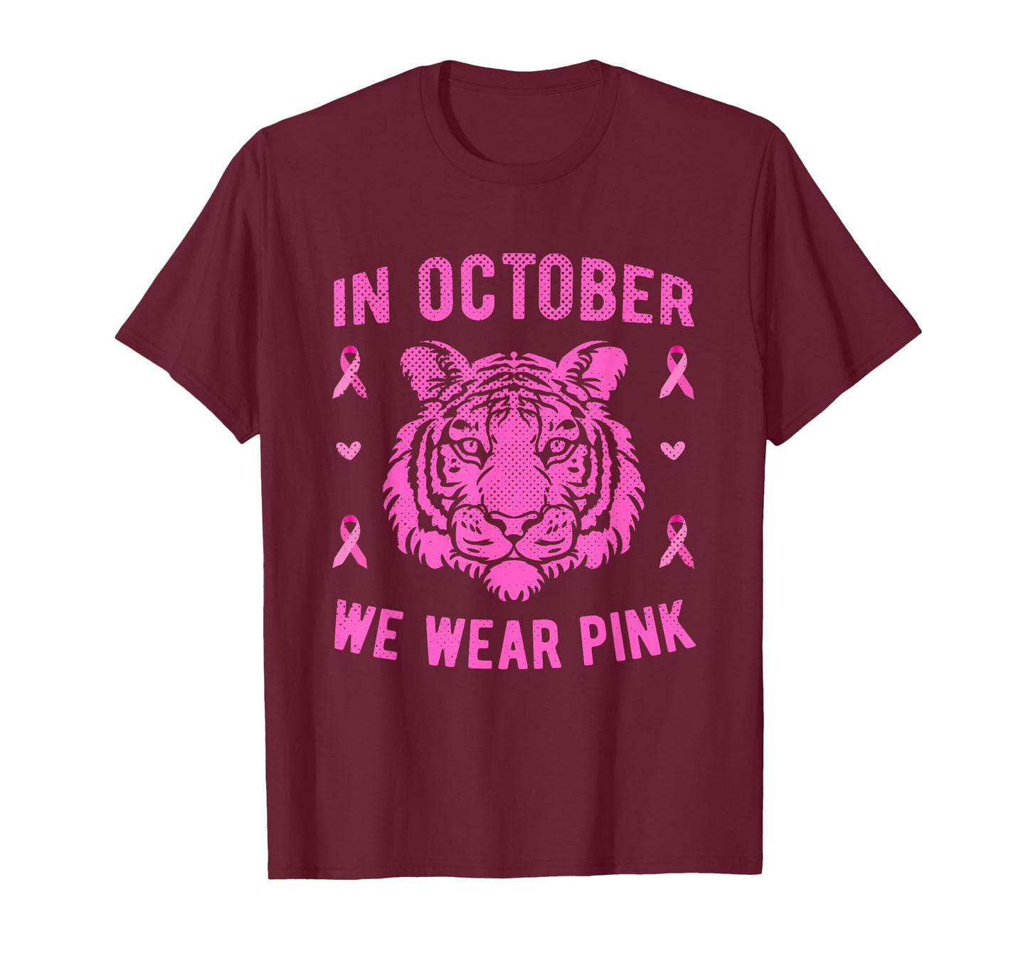 In October We Wear Pink Tiger Breast Cancer Awareness T-Shirt