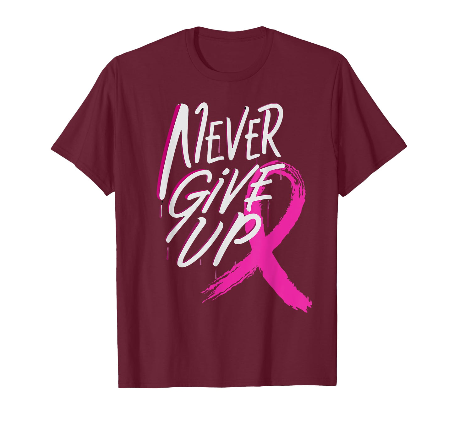 Never give up Breast Cancer Awareness Pink Ribbon T-Shirt