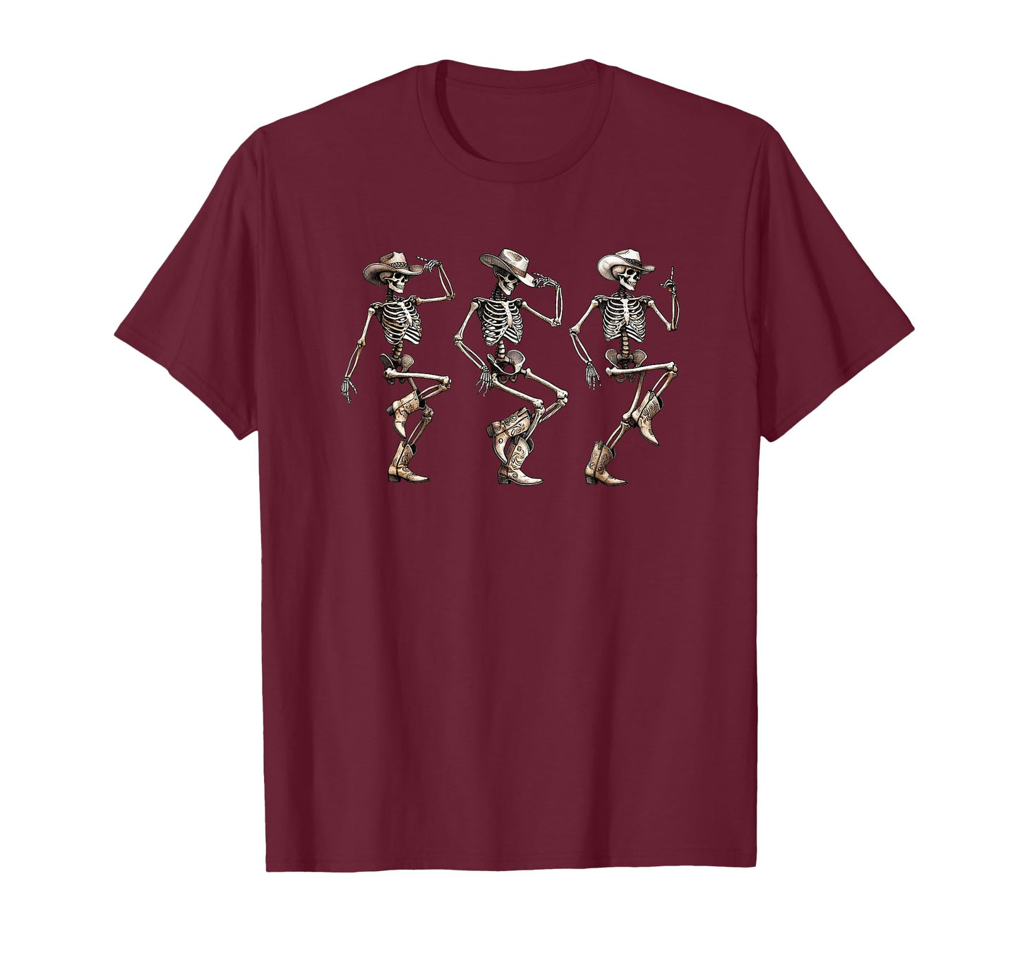 Skeleton Cowboys Line Dancing Humorous Halloween Holiday T-Shirt
