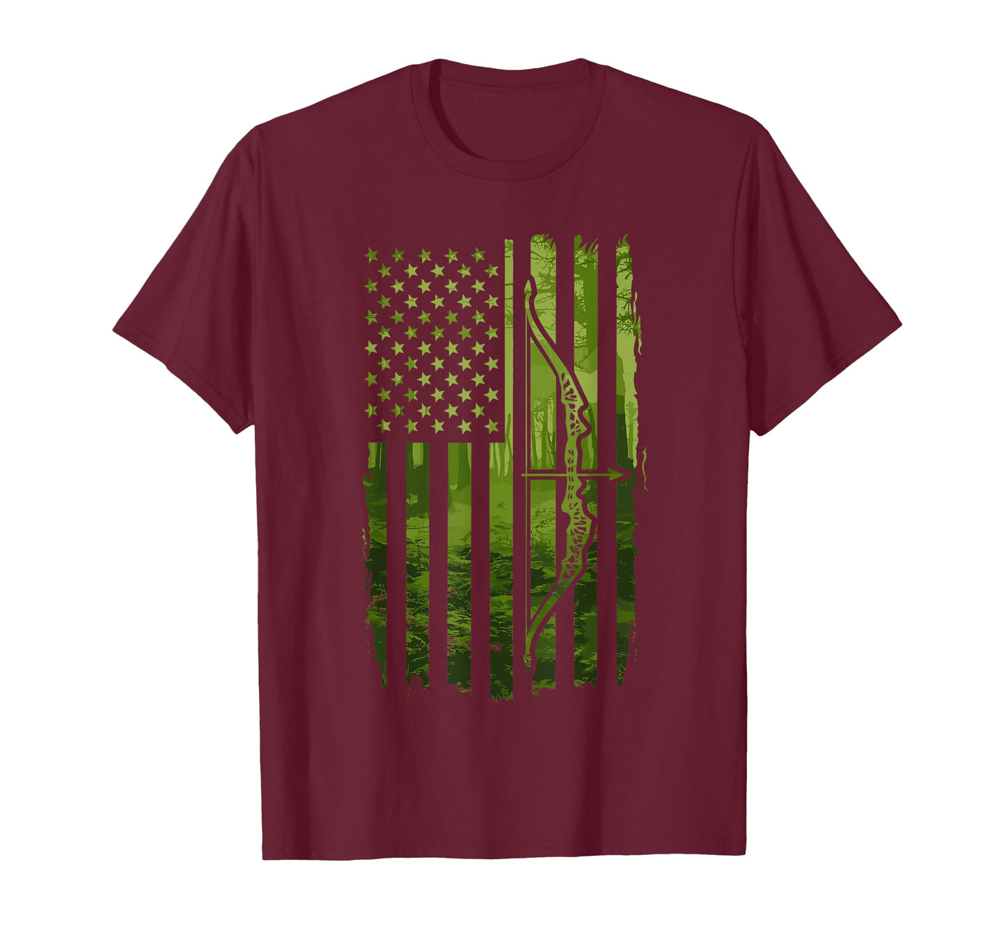 Patriotic Bowhunting USA Flag Bow Archery Hunting Wildlife T-Shirt