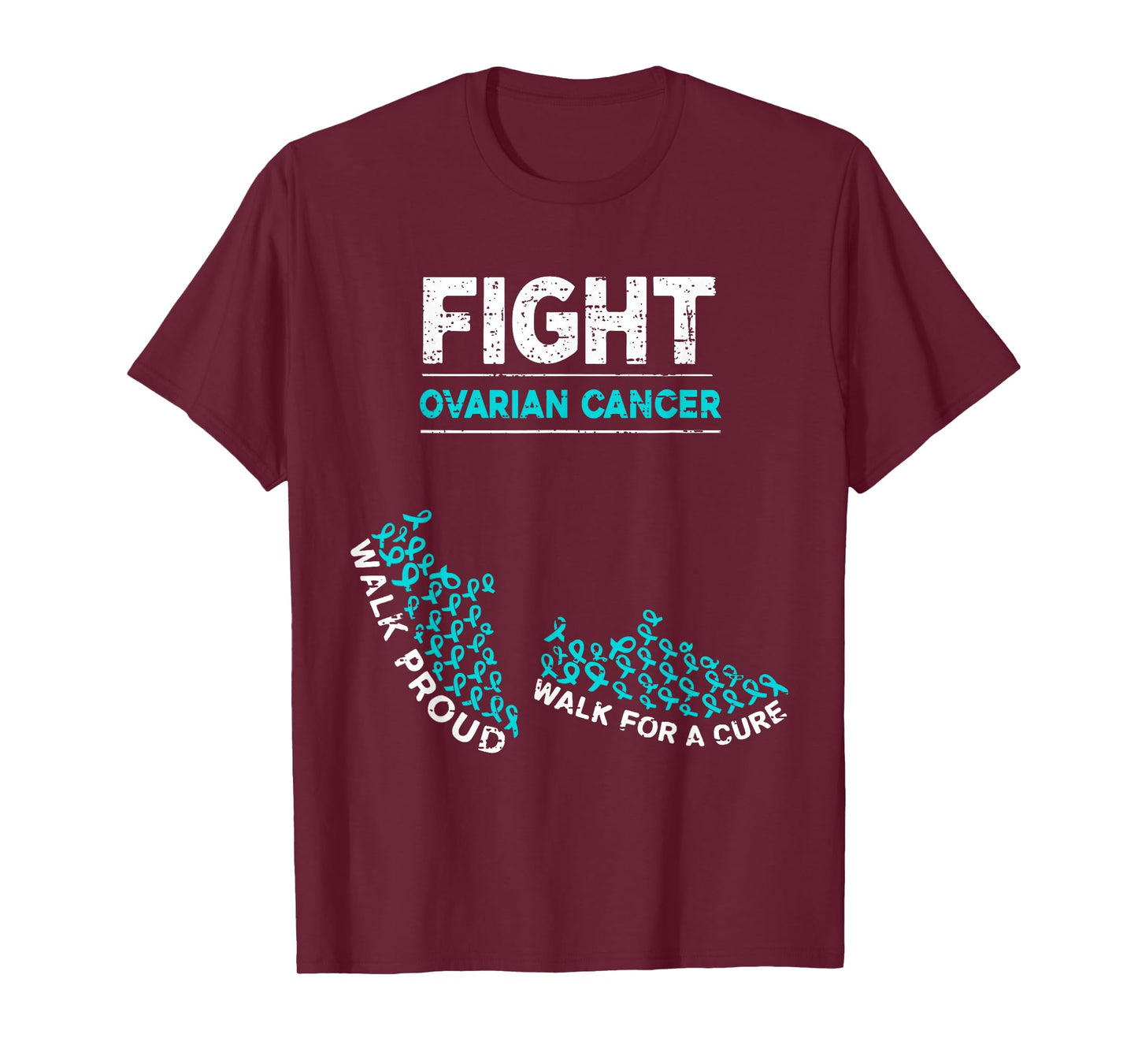 Fight Ovarian Cancer Awareness Survivor Ribbon Teal Support T-Shirt
