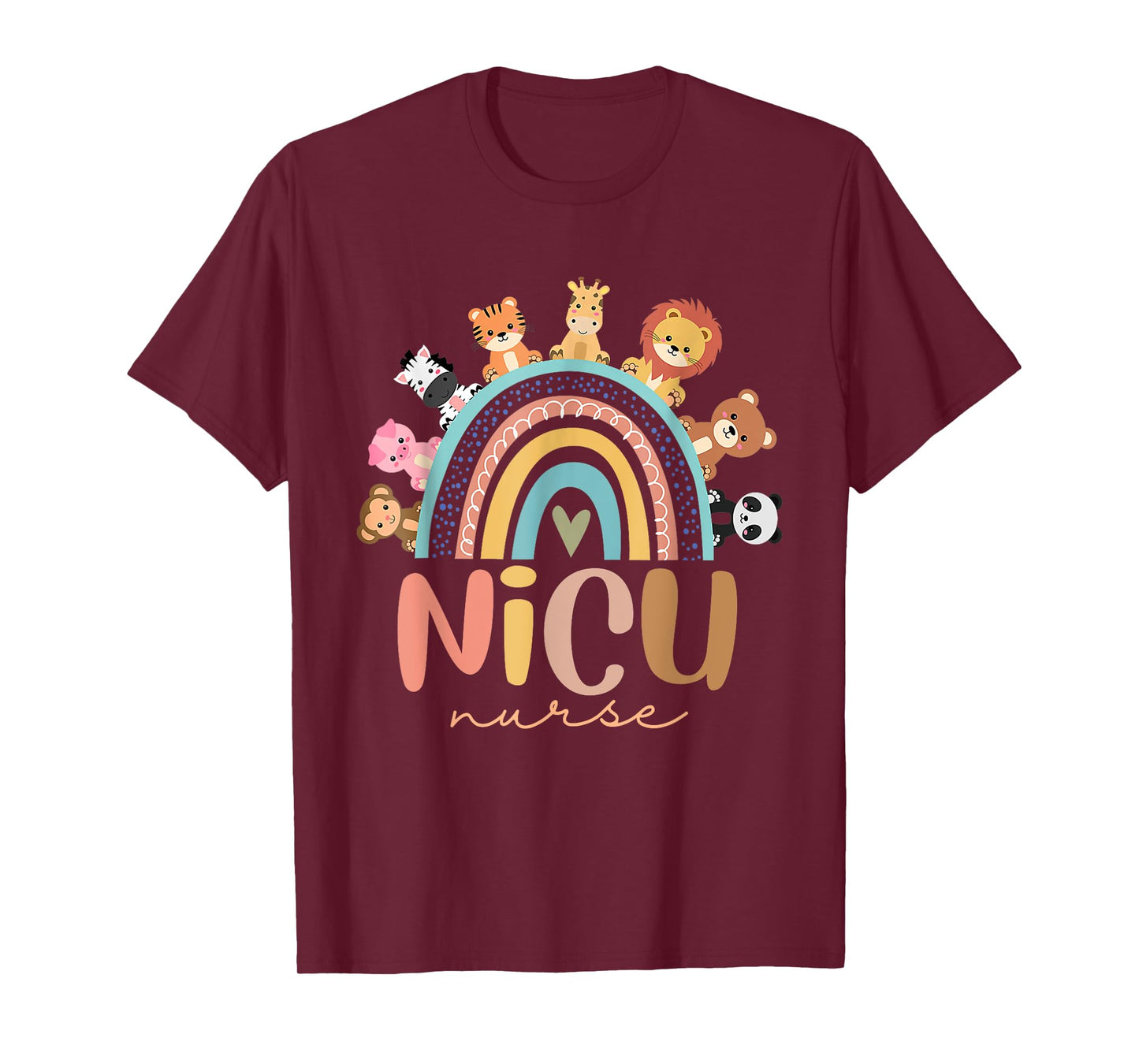 Nicu Nurse Rainbow Animal Neonatal Nicu Nurse Appreciation T-Shirt