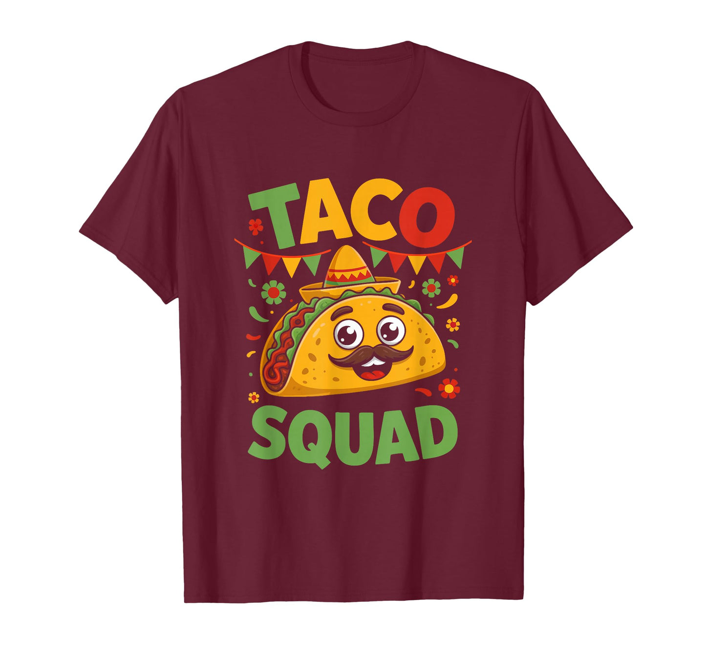 Funny Taco Squad Sombrero Cartoon Style Graphic T-Shirt