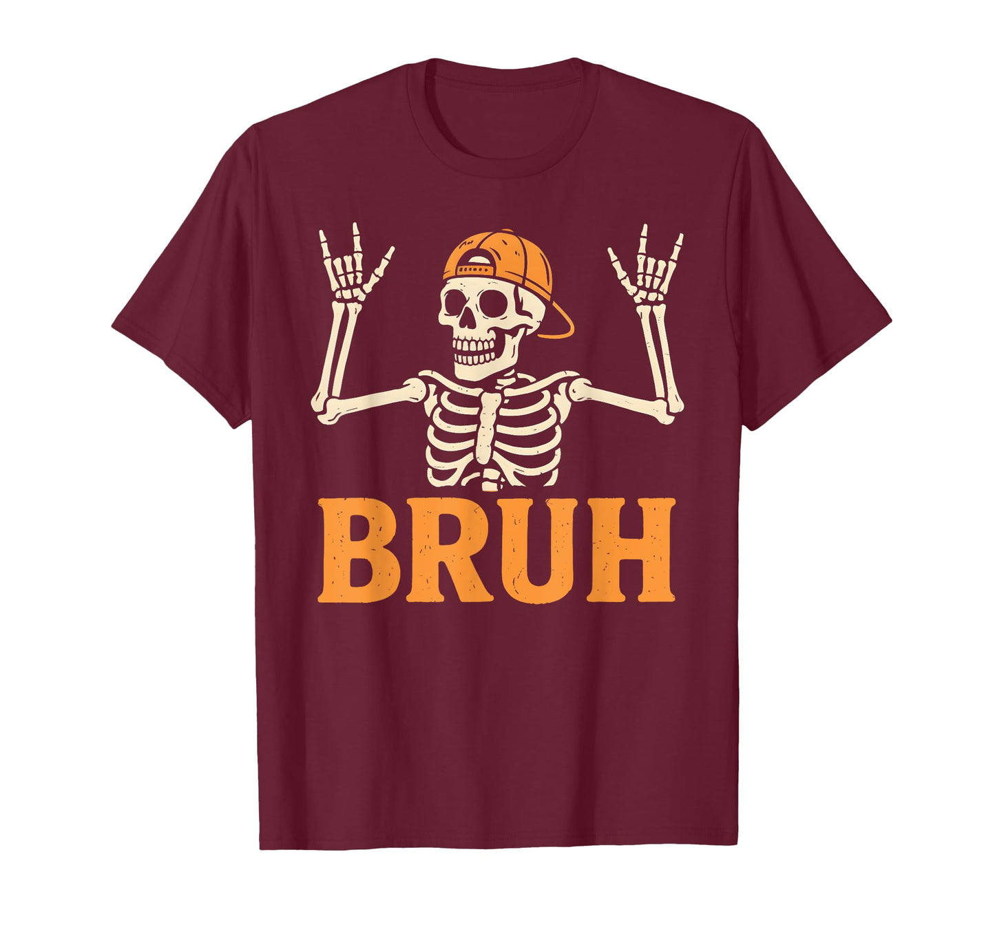 Bruh Punk Rock Skeleton Cool Rocker Halloween Men Boys Kids T-Shirt
