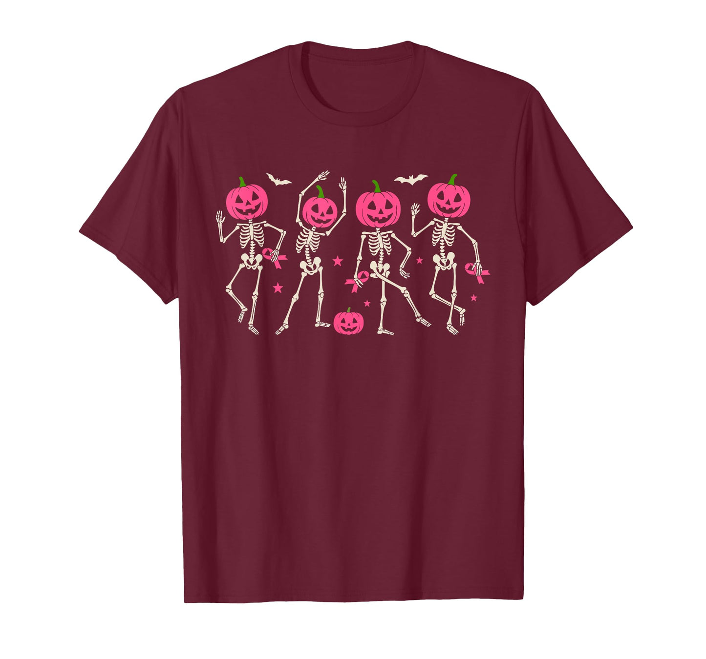 Breast Cancer Skeleton for Women Halloween Pumpkin Coquette T-Shirt
