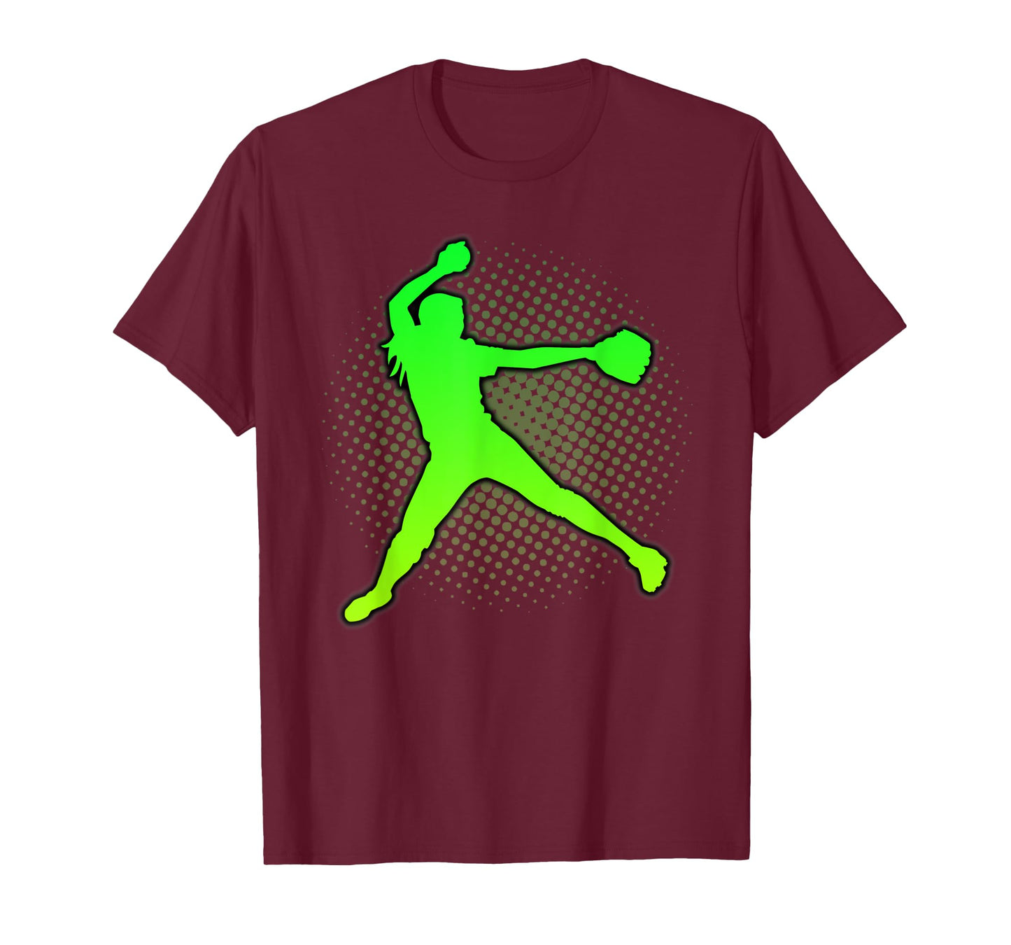 Softball Girls & Women's Gift Green Yellow Fast Pitch Teen T-Shirt
