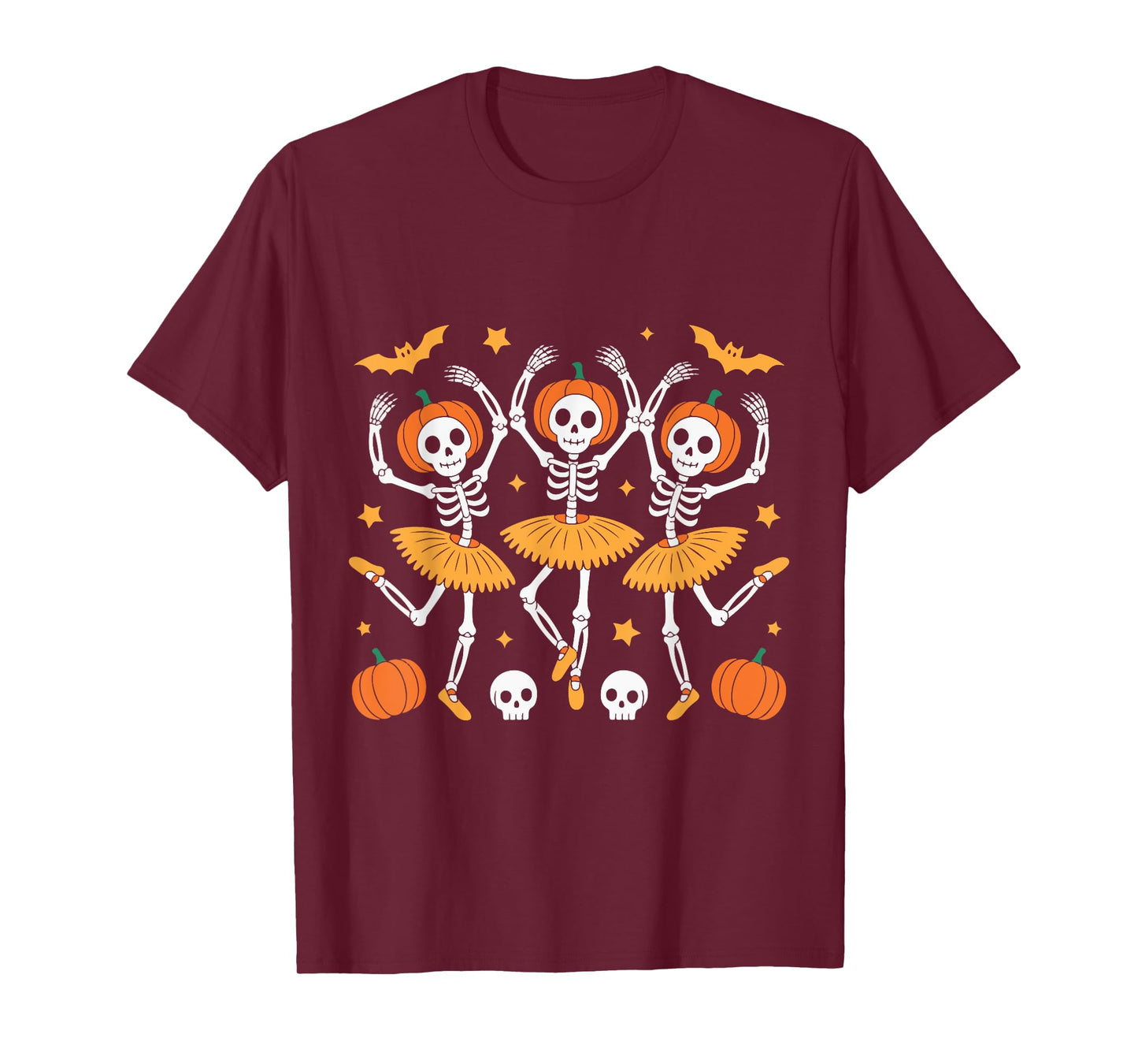 Ballet Pumpkin Skeleton Scary Ghost Costume Halloween T-Shirt