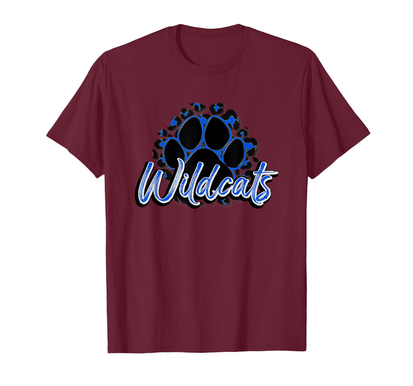 Wildcats Blue Black Cheetah School Sports Fan Team Spirit T-Shirt