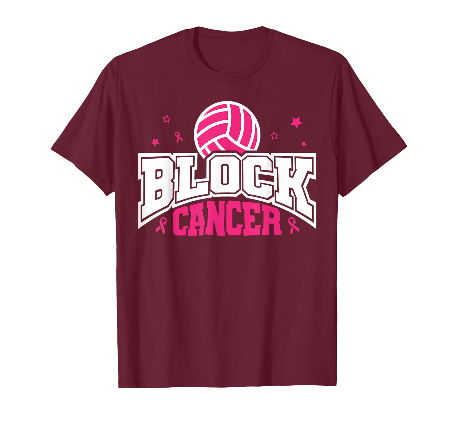 Pink Ribbon Block Cancer Volleyball Breast Cancer Awareness T-Shirt