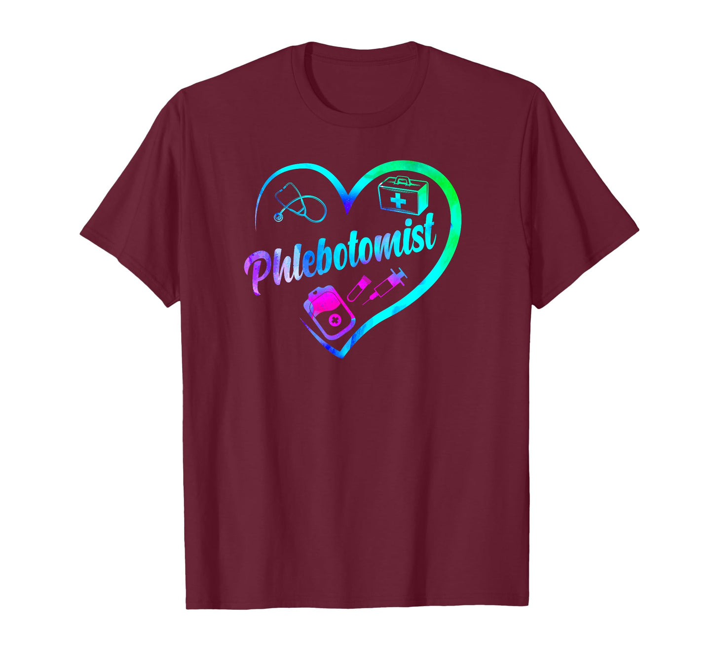 Phlebotomist Tech Technician Heart Watercolor T-Shirt