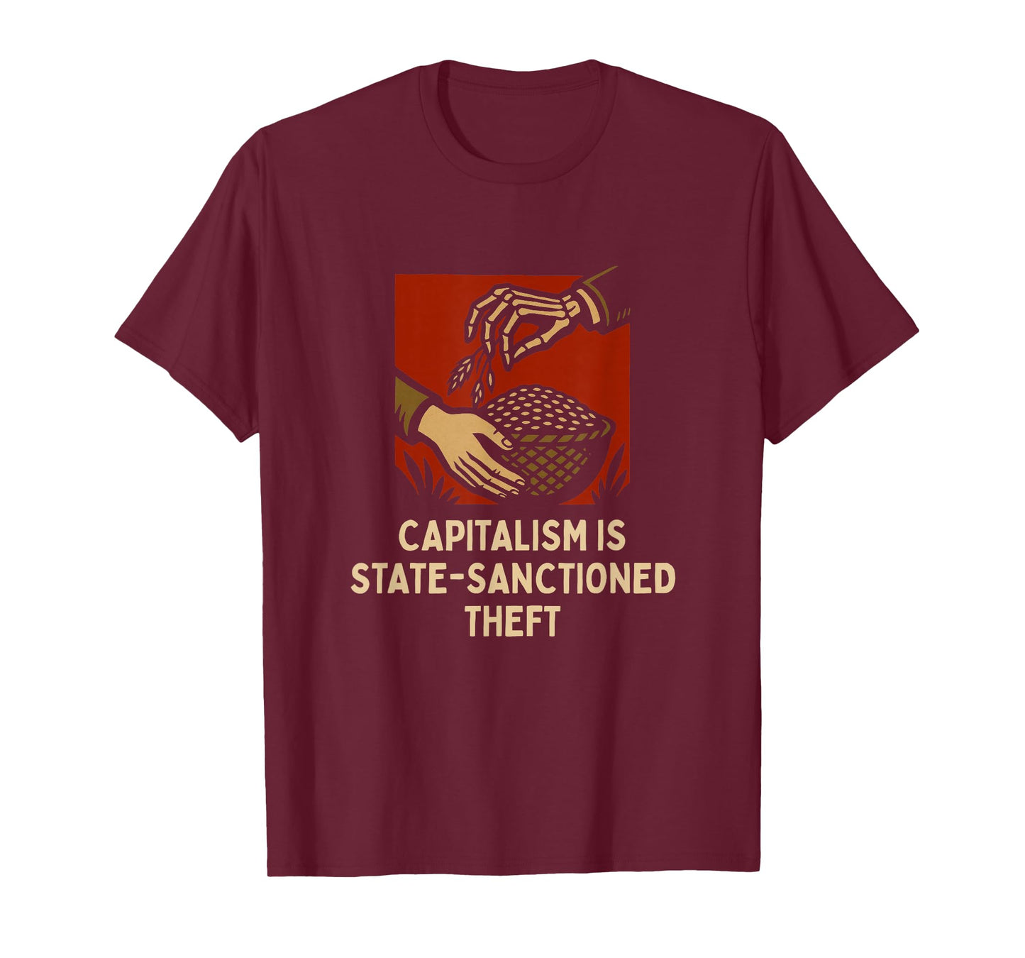 Capitalism is State-Sanctioned Theft Skeleton Graphic T-Shirt
