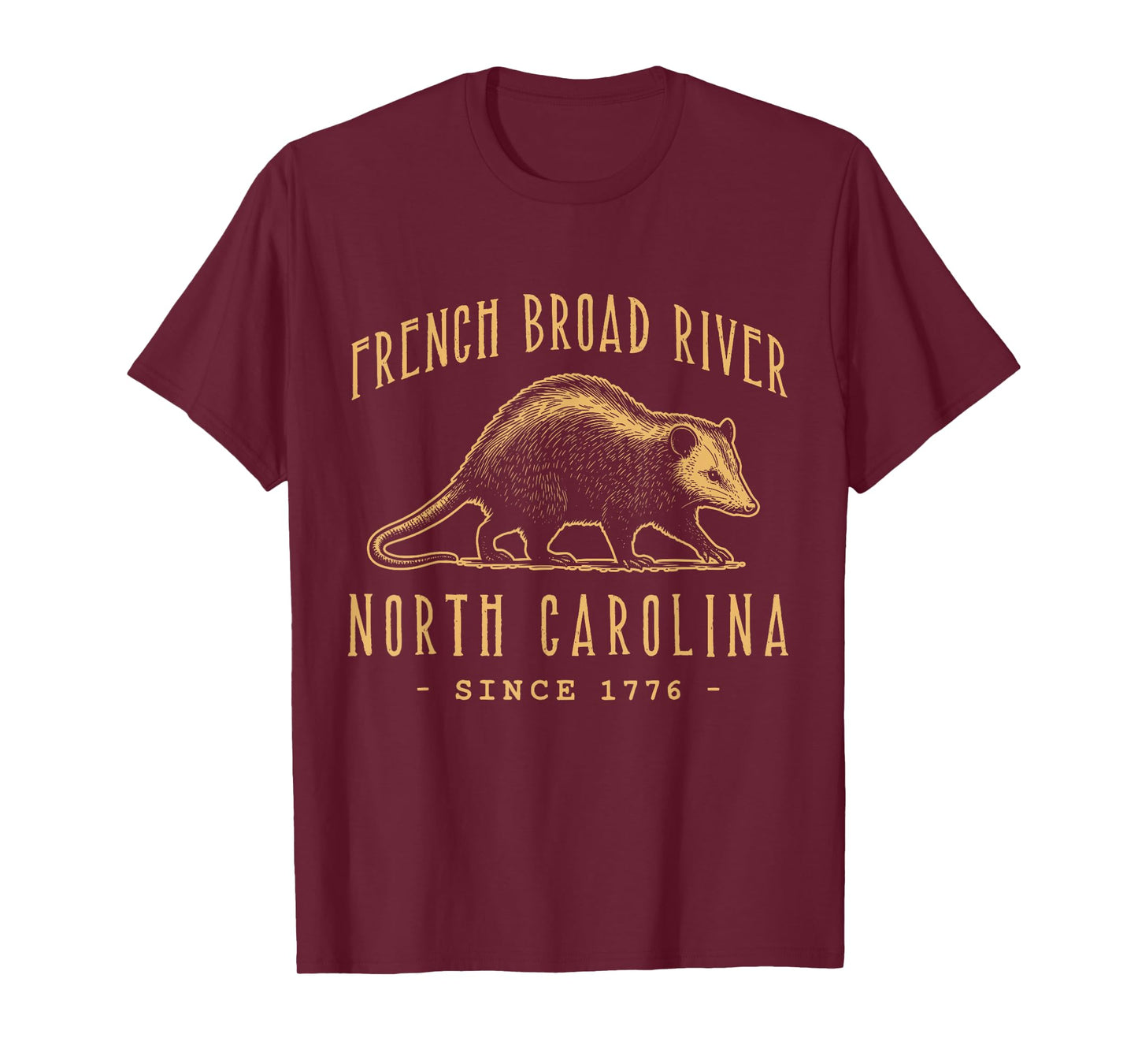 French Broad River, NC. Opossum Vintage Design T-Shirt